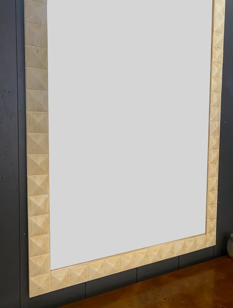 Vintage Raised Panel Modern Mirror With Faux Finish - 2