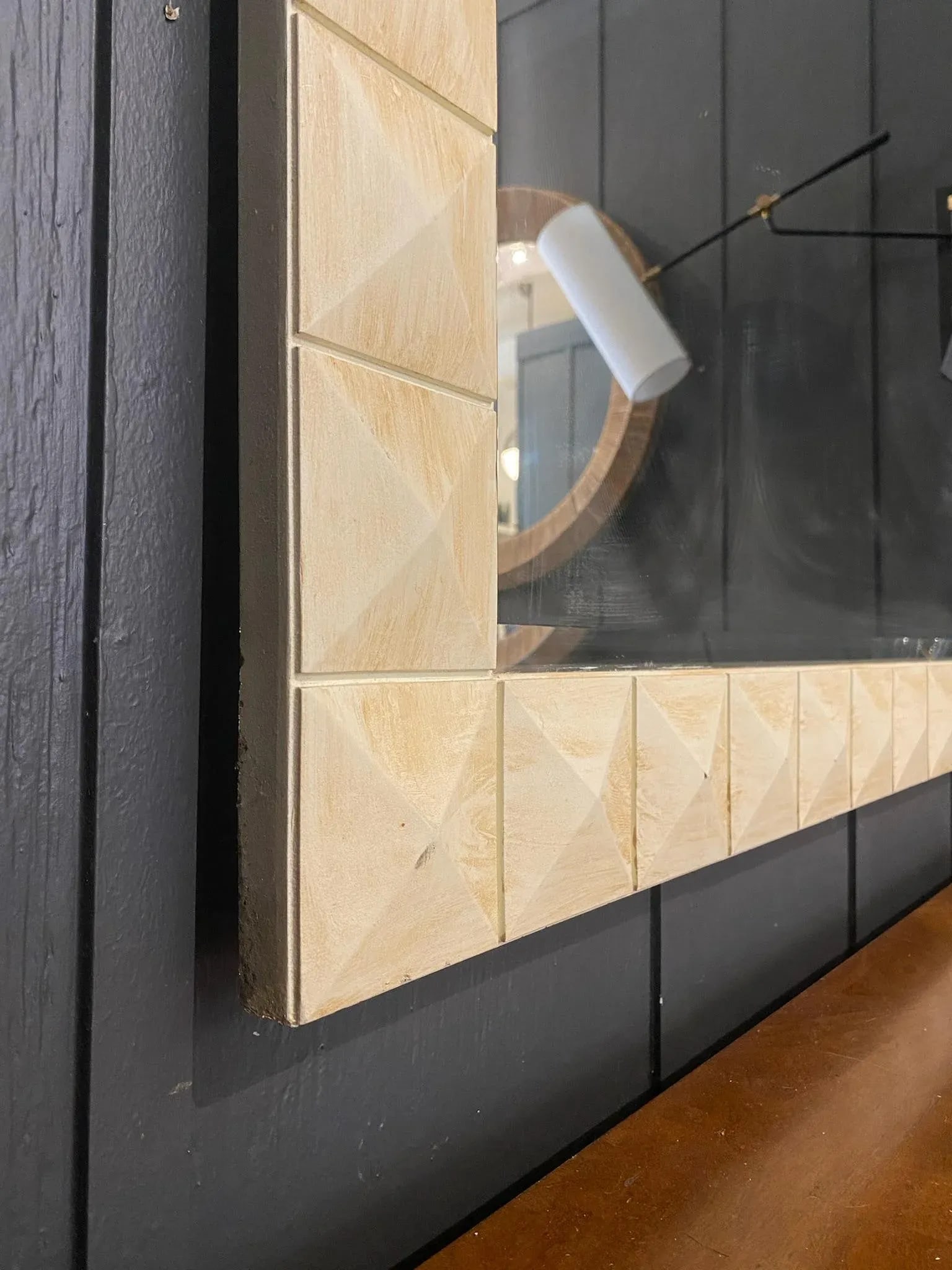 Vintage Raised Panel Modern Mirror With Faux Finish - 3