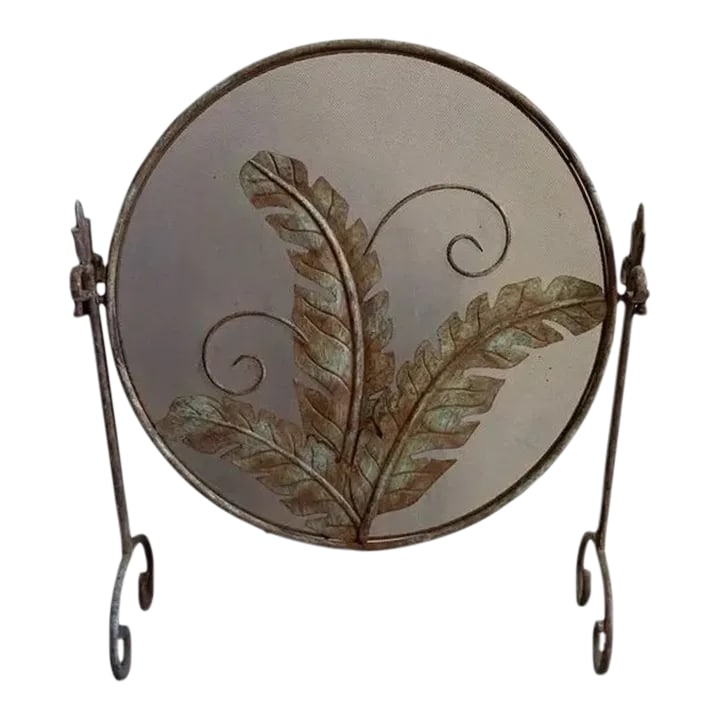 1940s Art Nouveau Style Wrought Iron Palm Leaf Design Firescreen (1 of 8)