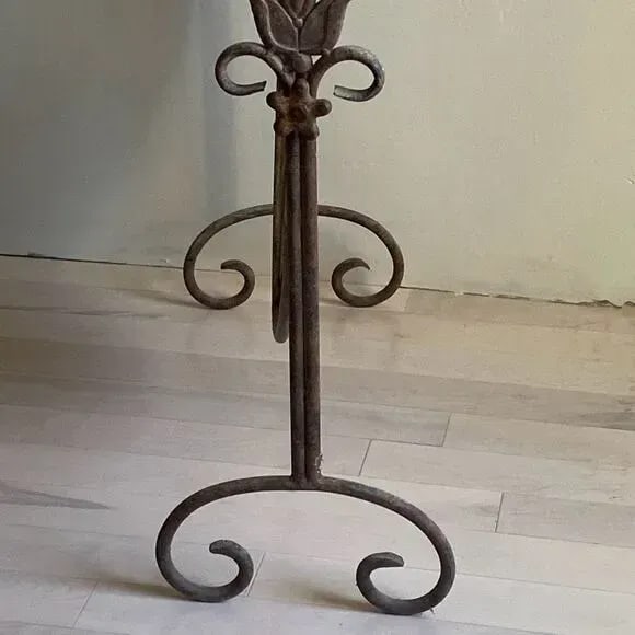 1940s Art Nouveau Style Wrought Iron Palm Leaf Design Firescreen - 5