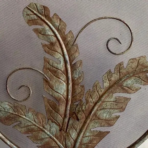1940s Art Nouveau Style Wrought Iron Palm Leaf Design Firescreen - 8