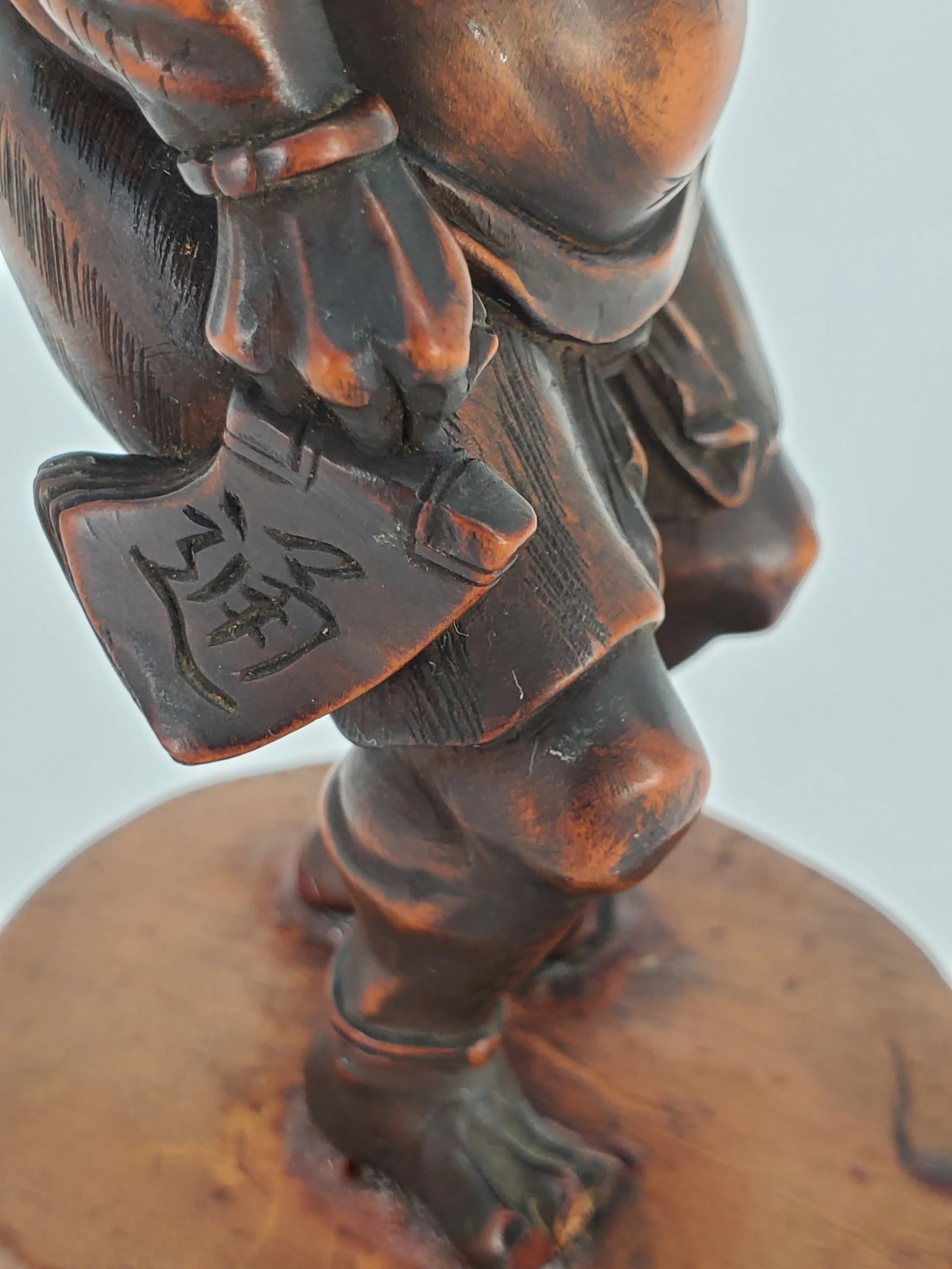 Early 20th Century Japanese Oni Wood Carving Okimono Demon Figure Fish Sculpture Meiji Period - 8