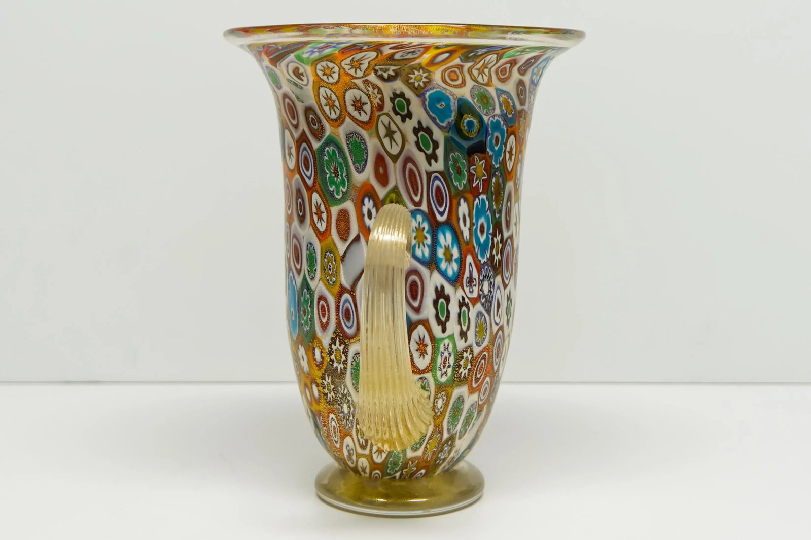 Gambaro & Poggi Murano Millefiori Vase Hand-Blow Glass Urn Vase - 2