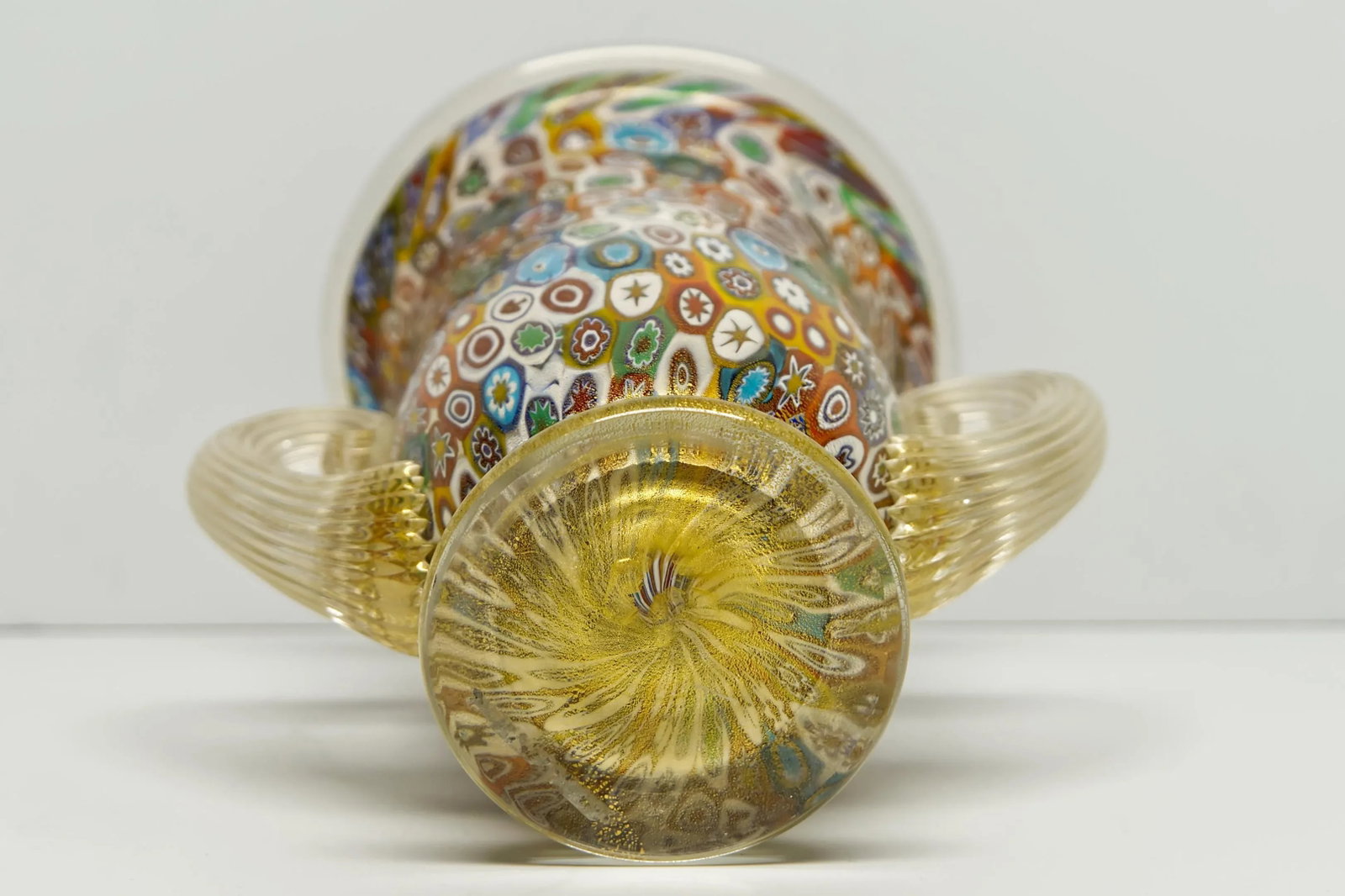 Gambaro & Poggi Murano Millefiori Vase Hand-Blow Glass Urn Vase - 3