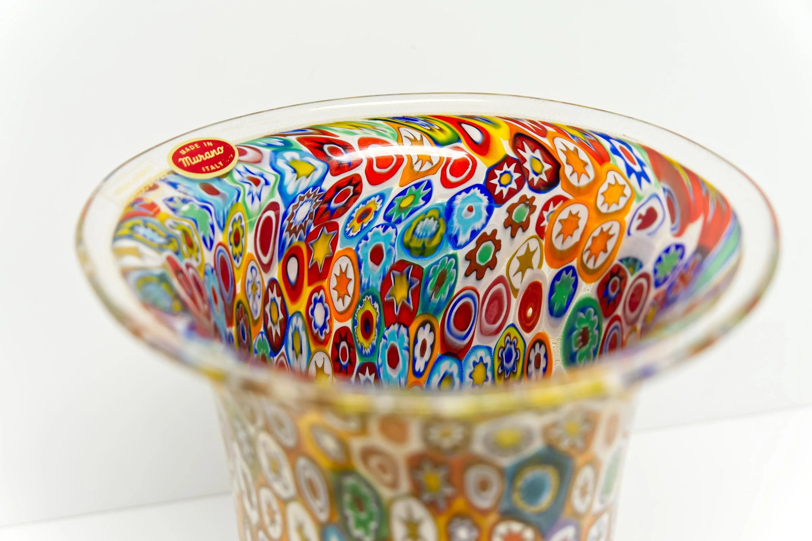 Gambaro & Poggi Murano Millefiori Vase Hand-Blow Glass Urn Vase - 5