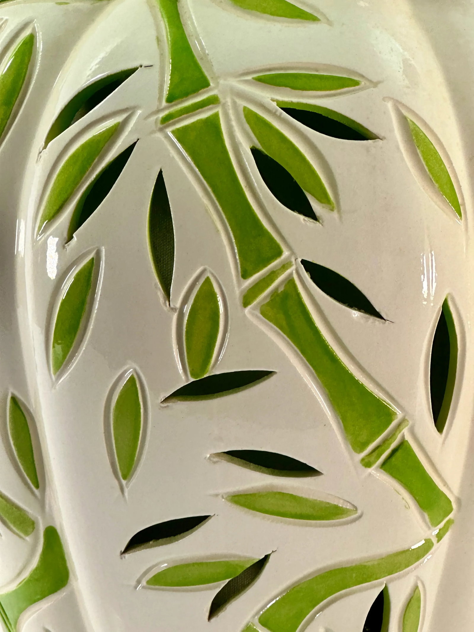 Palm Beach Regency Double-Lit Pierced Ceramic Bamboo Table Lamp - 4