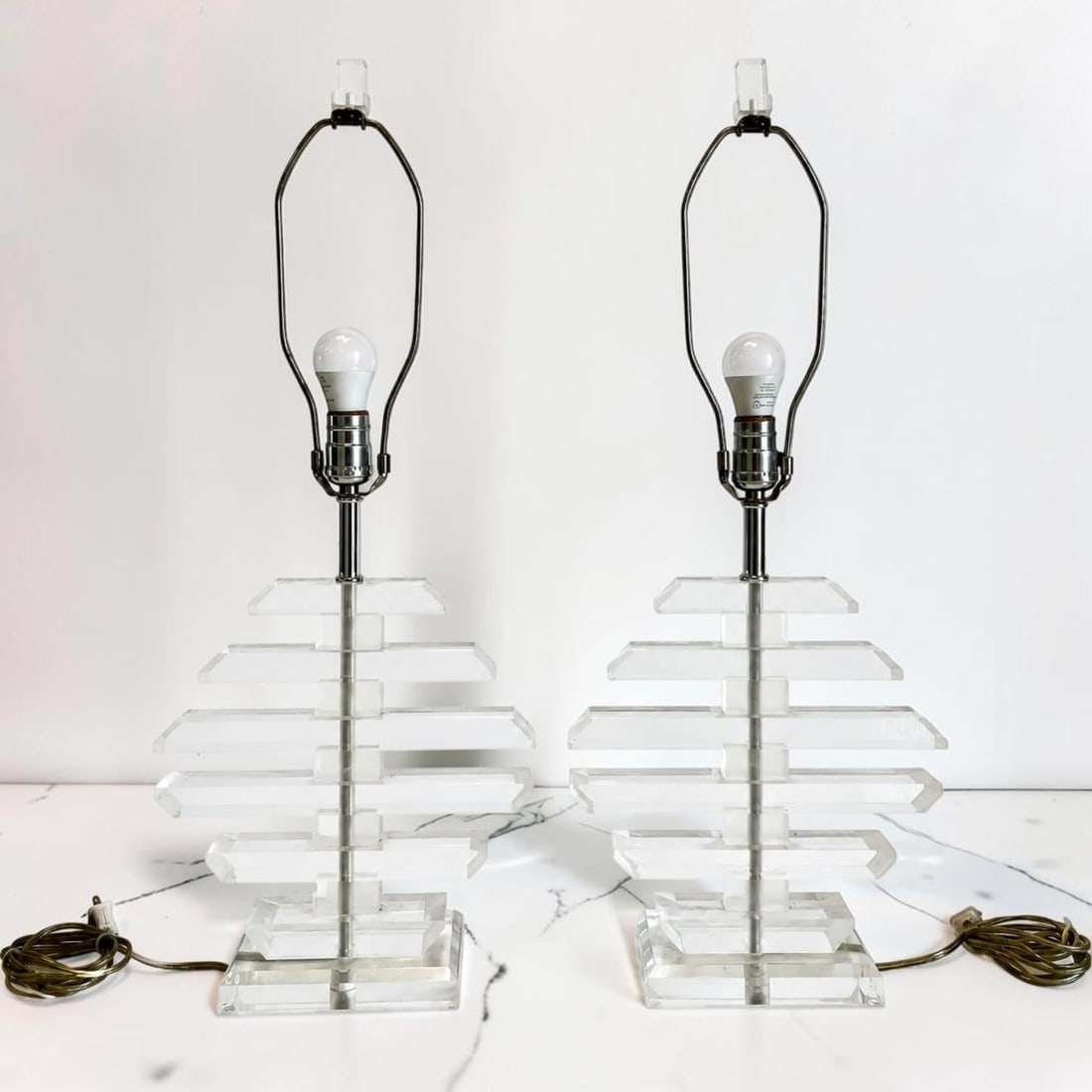 1970s Multilayer Lucite Table Lamps - a Pair - 2