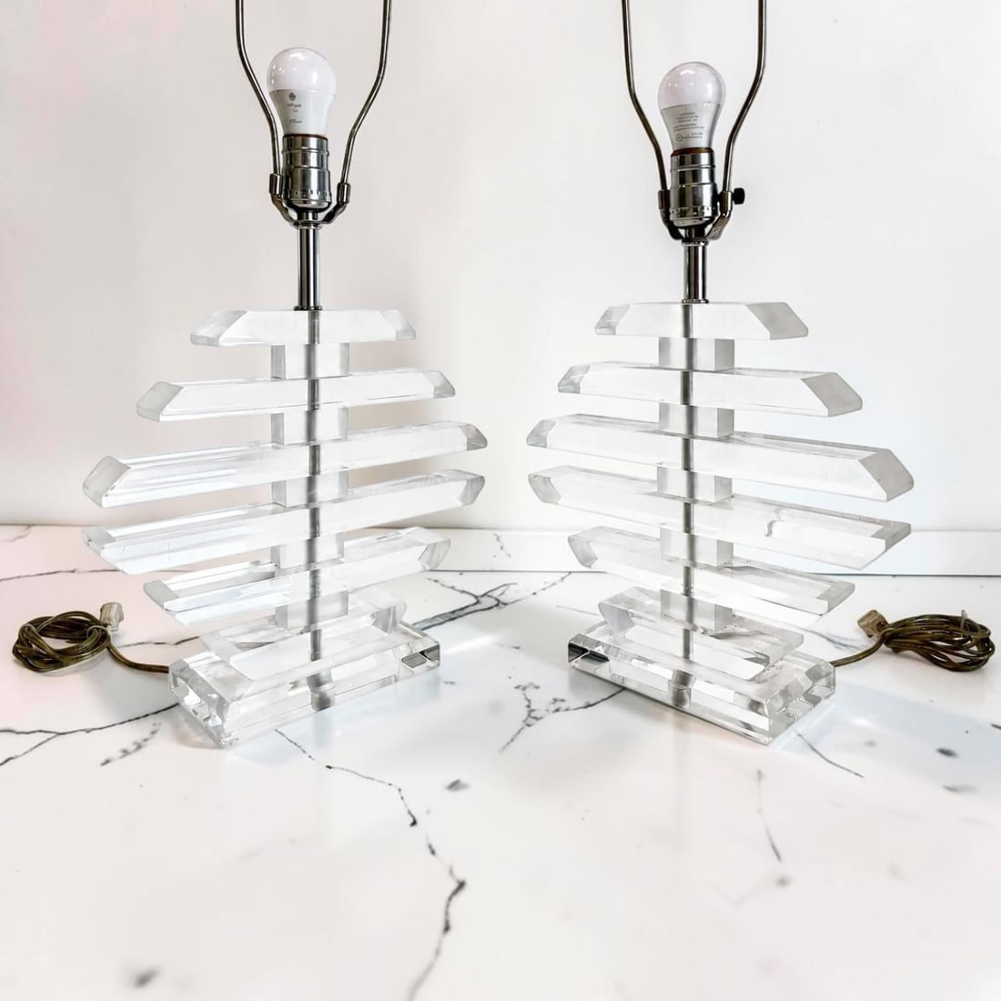 1970s Multilayer Lucite Table Lamps - a Pair - 3