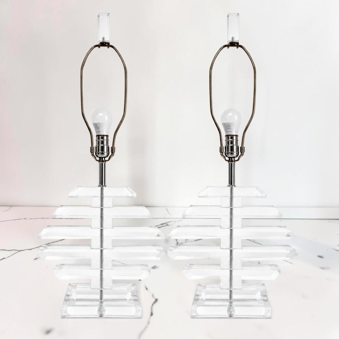1970s Multilayer Lucite Table Lamps - a Pair - 4