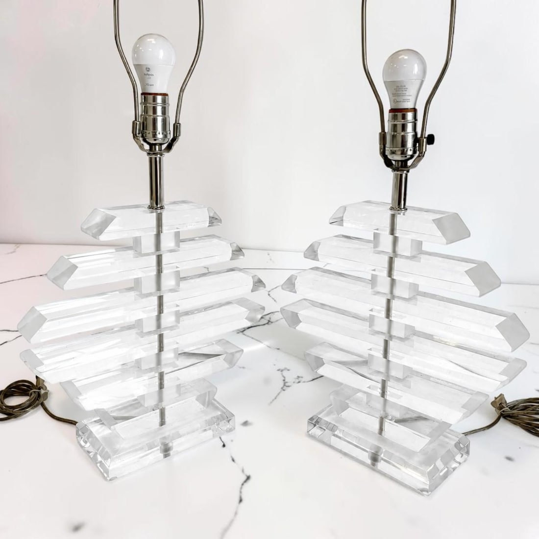 1970s Multilayer Lucite Table Lamps - a Pair - 5
