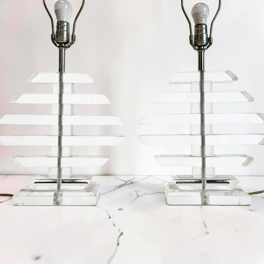 1970s Multilayer Lucite Table Lamps - a Pair - 6