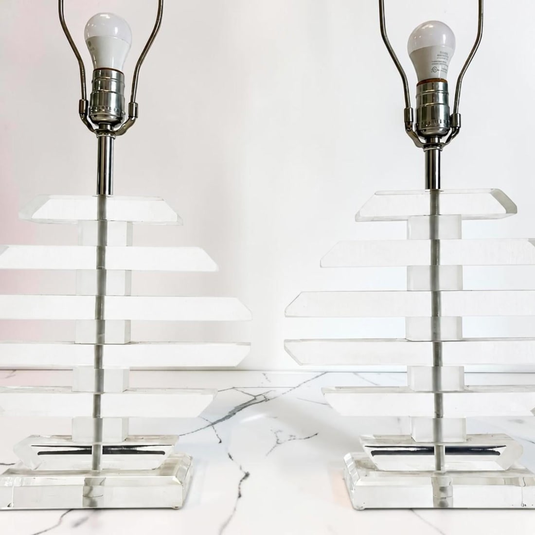 1970s Multilayer Lucite Table Lamps - a Pair - 7