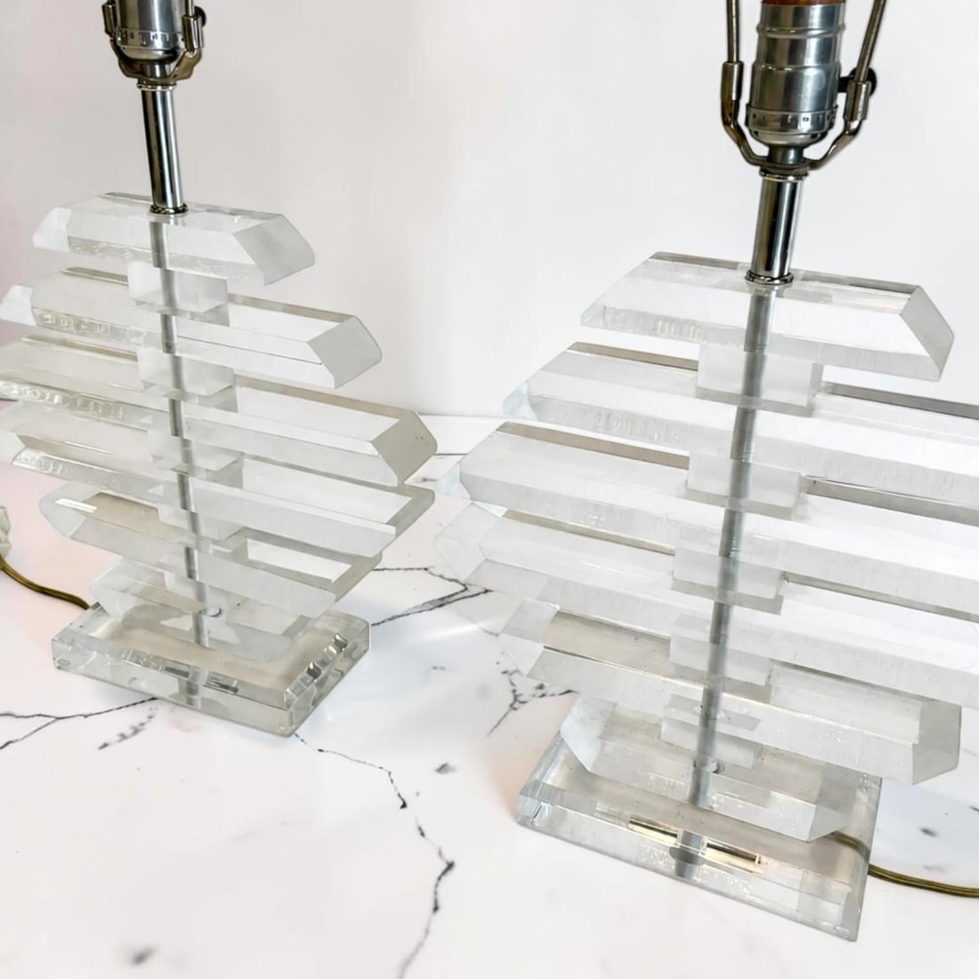1970s Multilayer Lucite Table Lamps - a Pair - 8