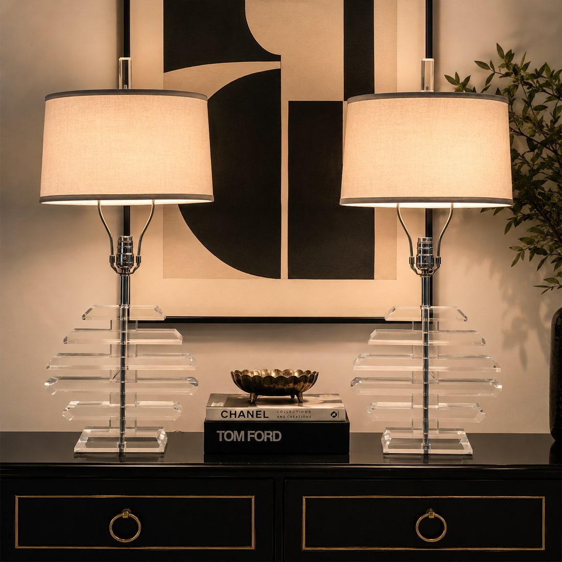 1970s Multilayer Lucite Table Lamps - a Pair - 9