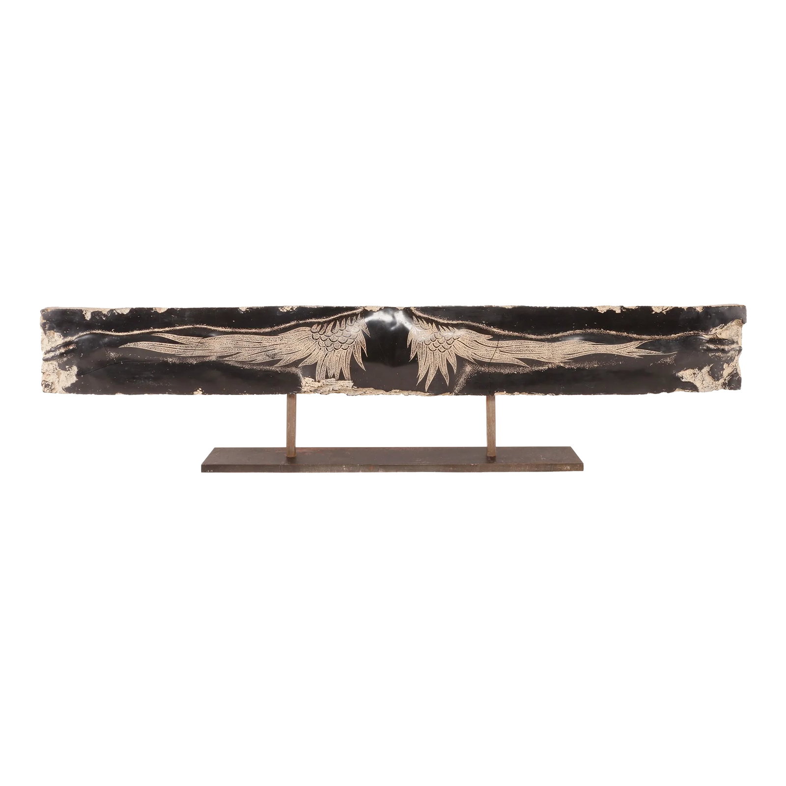 Vintage Etched Stone Spread-Eagle Wings Back Sculpture (1 of 12)