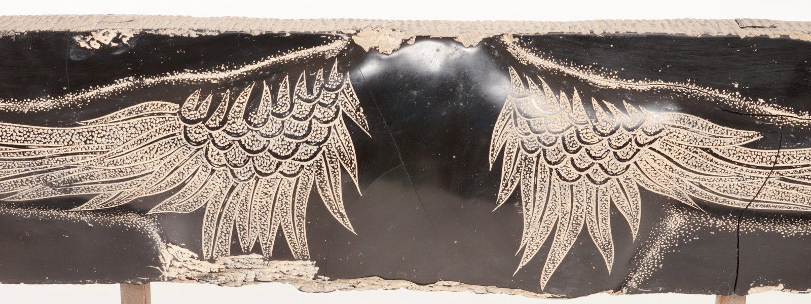 Vintage Etched Stone Spread-Eagle Wings Back Sculpture - 8