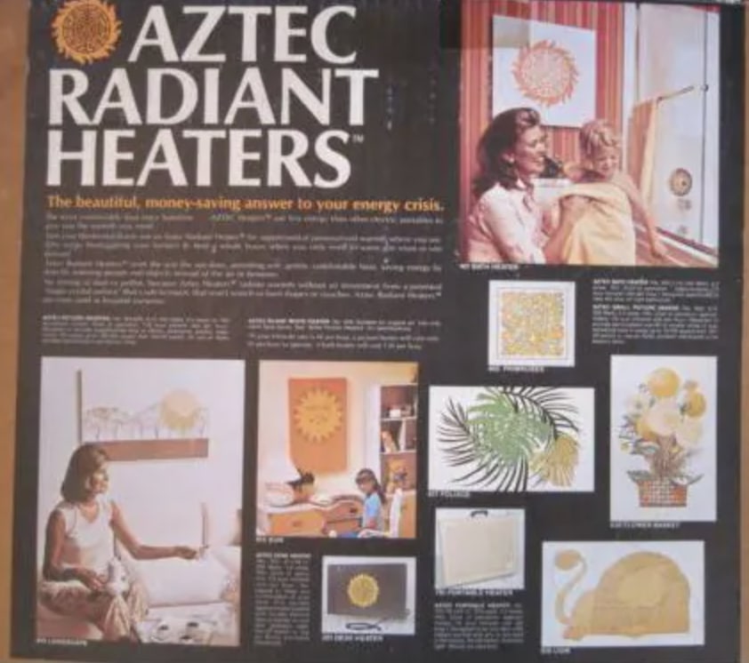 1970's Aztec Radiant Heater Wall Art, #615 Sun - 6