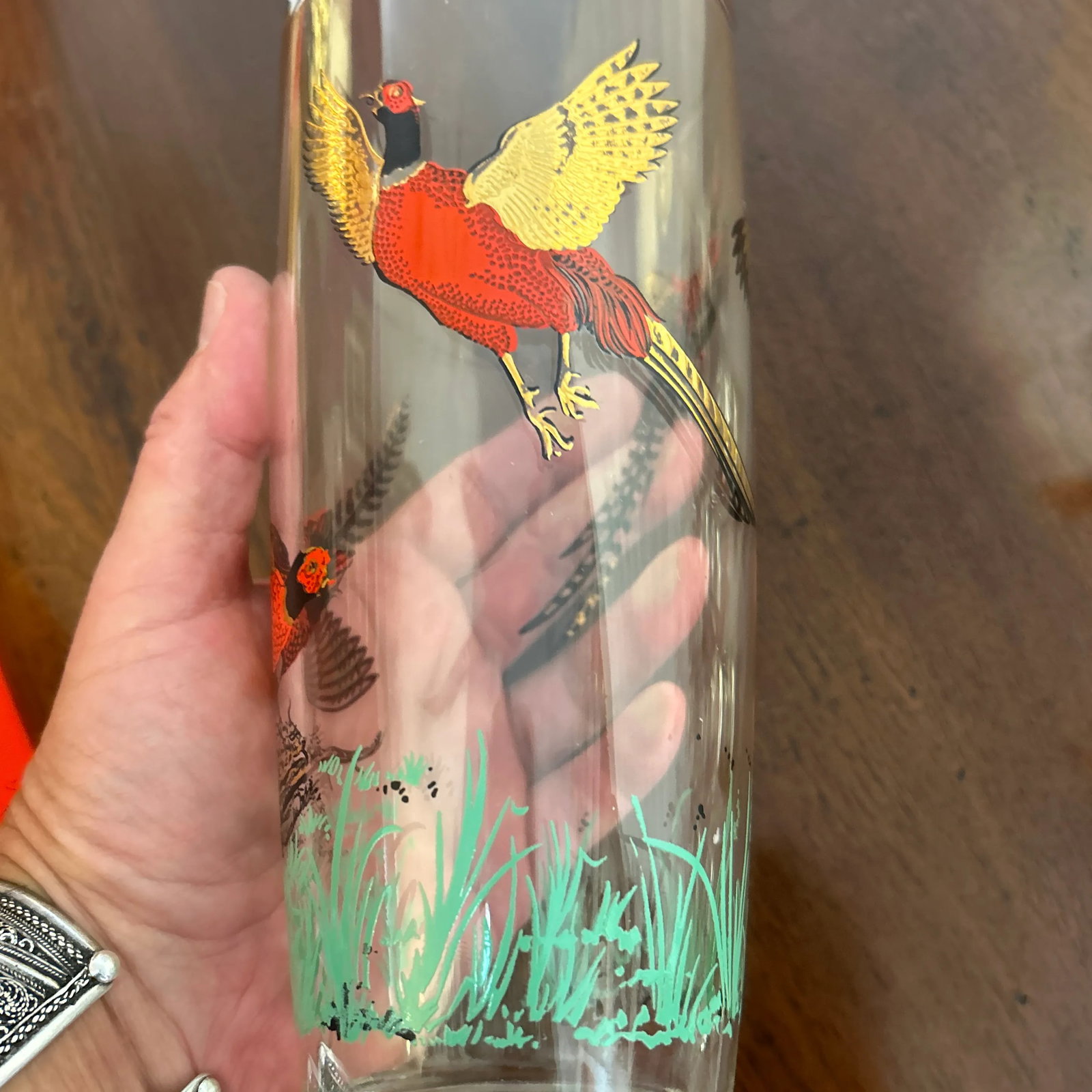 Mid Century Modern Wilderness Glass Cocktail Pitcher and Glasses Set of 12 Pieces - 4
