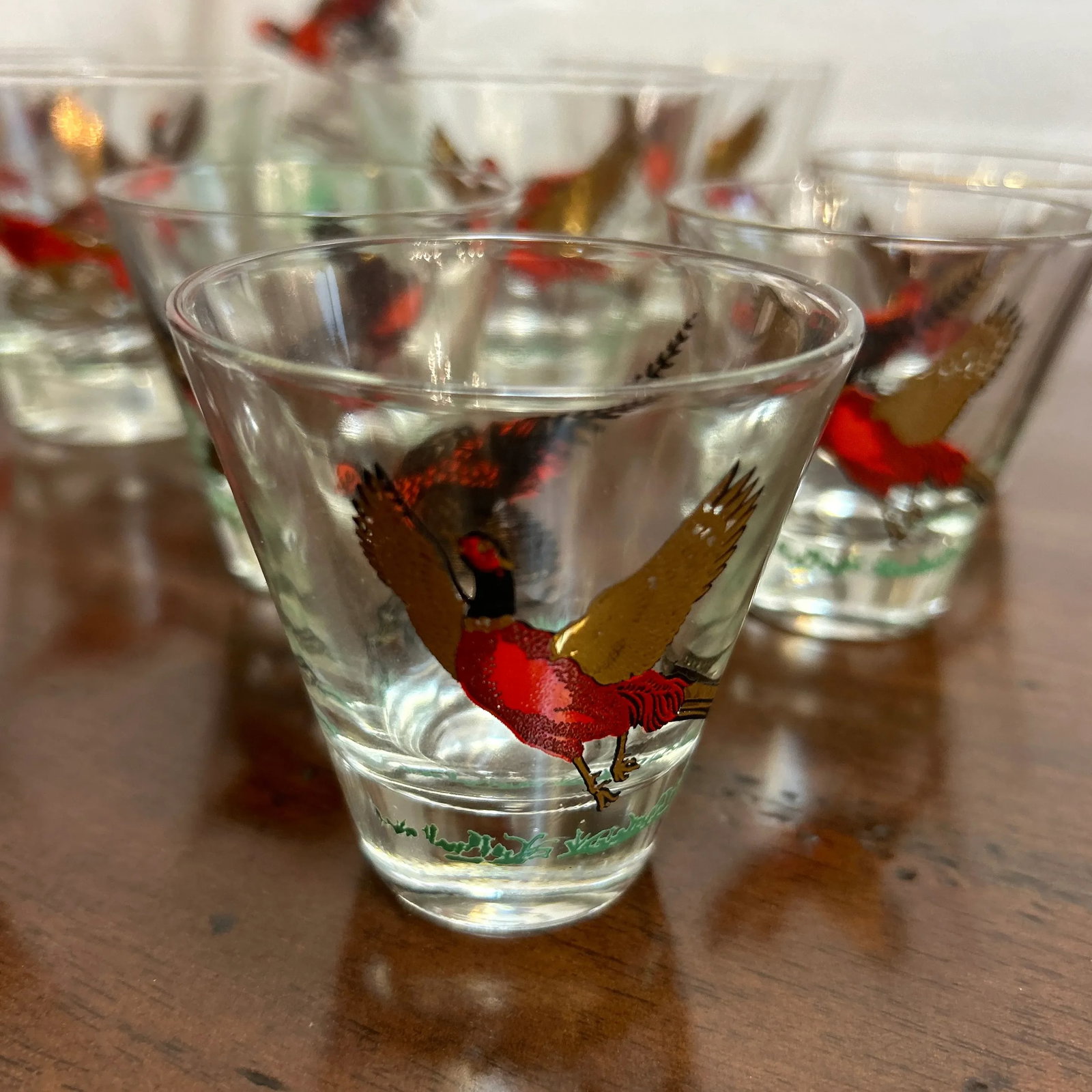 Mid Century Modern Wilderness Glass Cocktail Pitcher and Glasses Set of 12 Pieces - 5