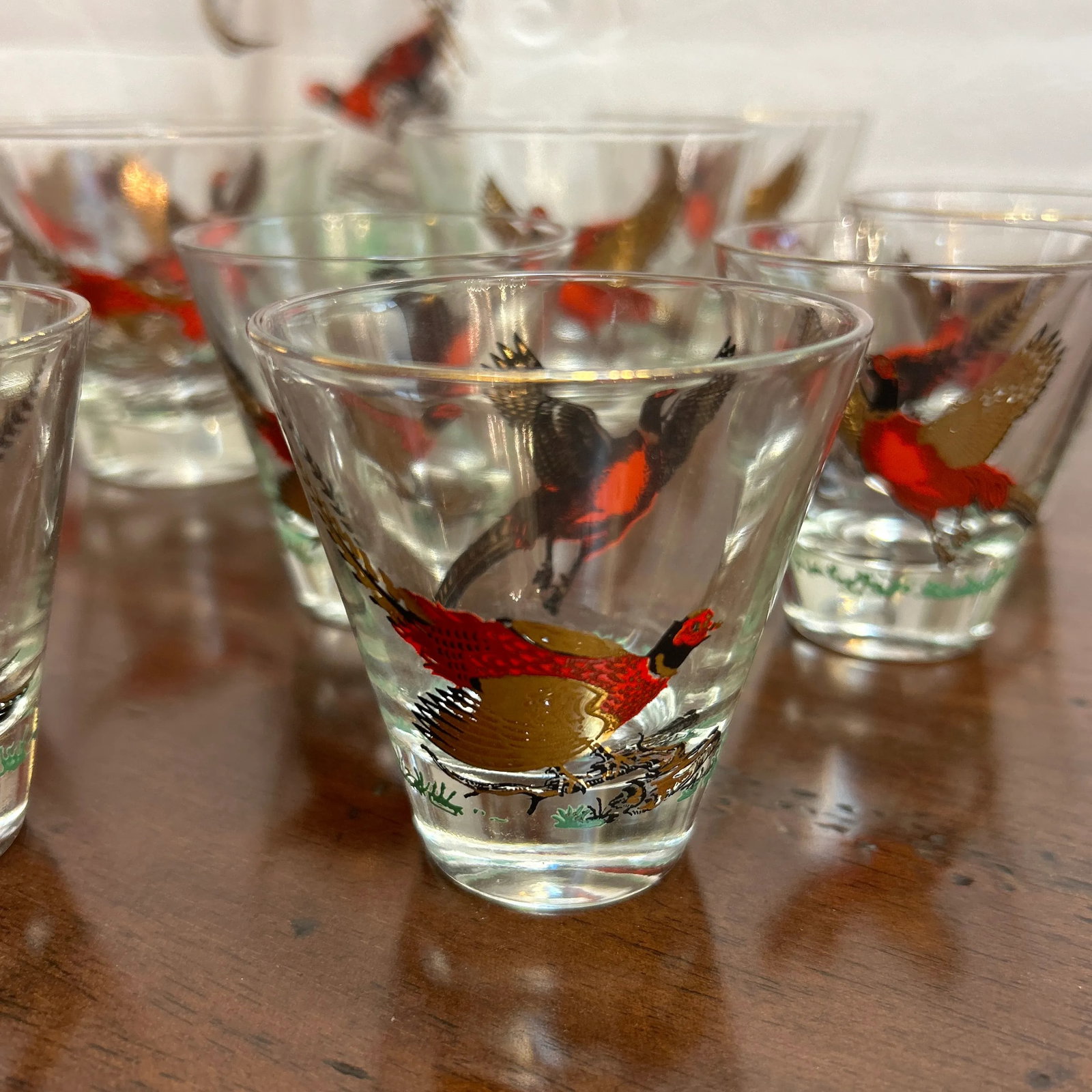 Mid Century Modern Wilderness Glass Cocktail Pitcher and Glasses Set of 12 Pieces - 6