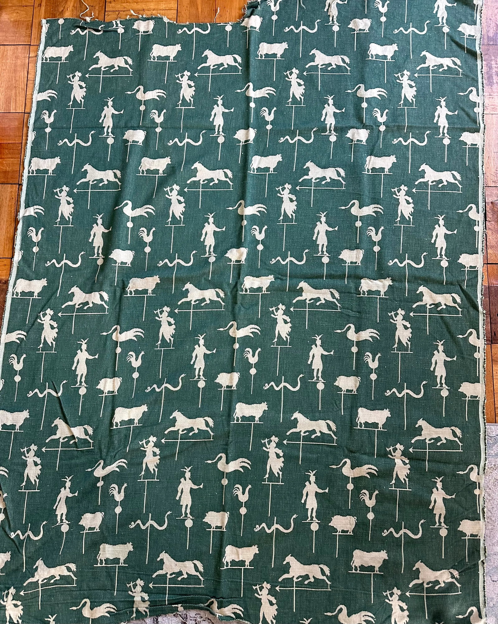Antique Weathervane Pattern Woven Jacquard Fabric - 2