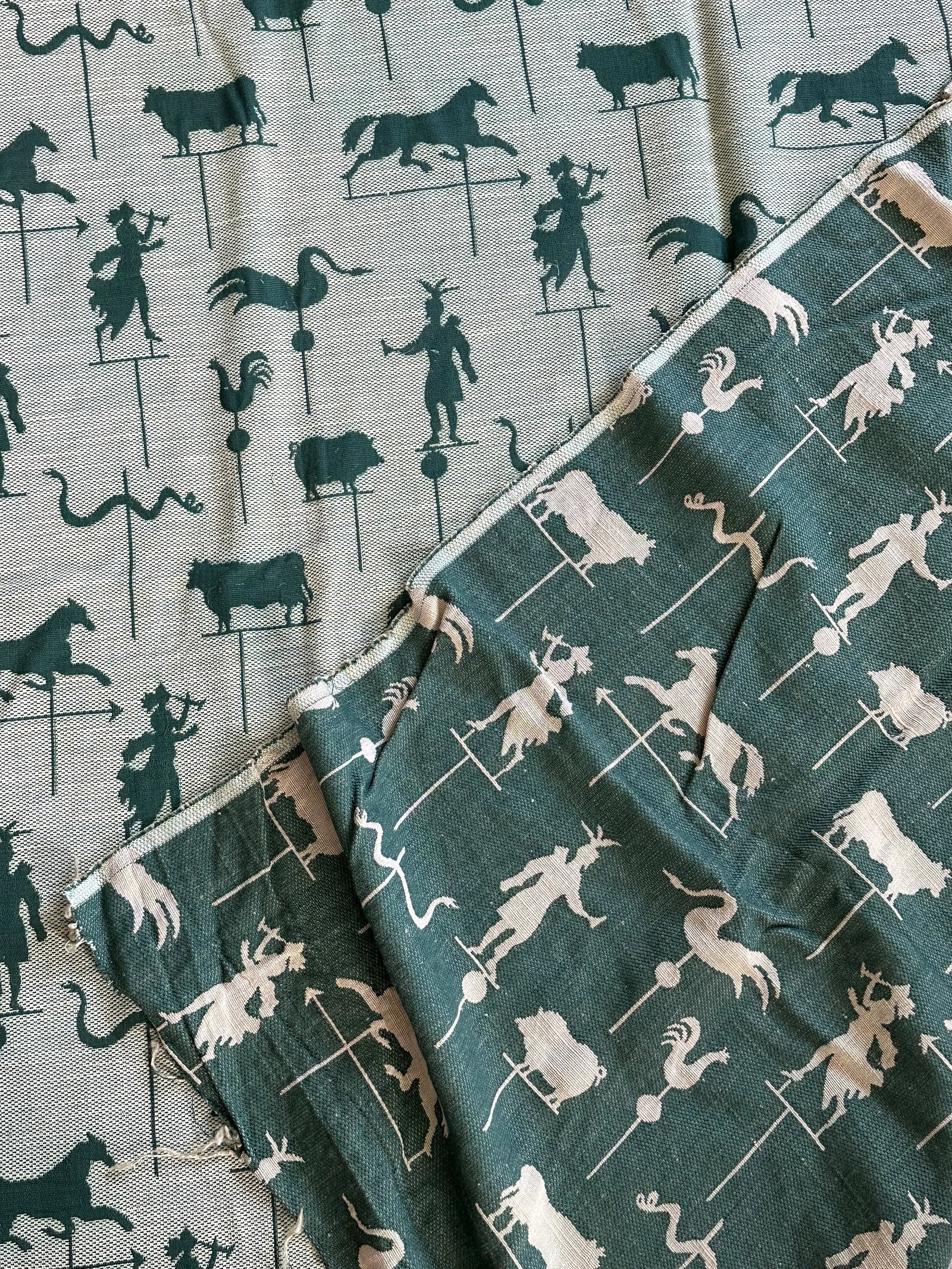 Antique Weathervane Pattern Woven Jacquard Fabric - 3
