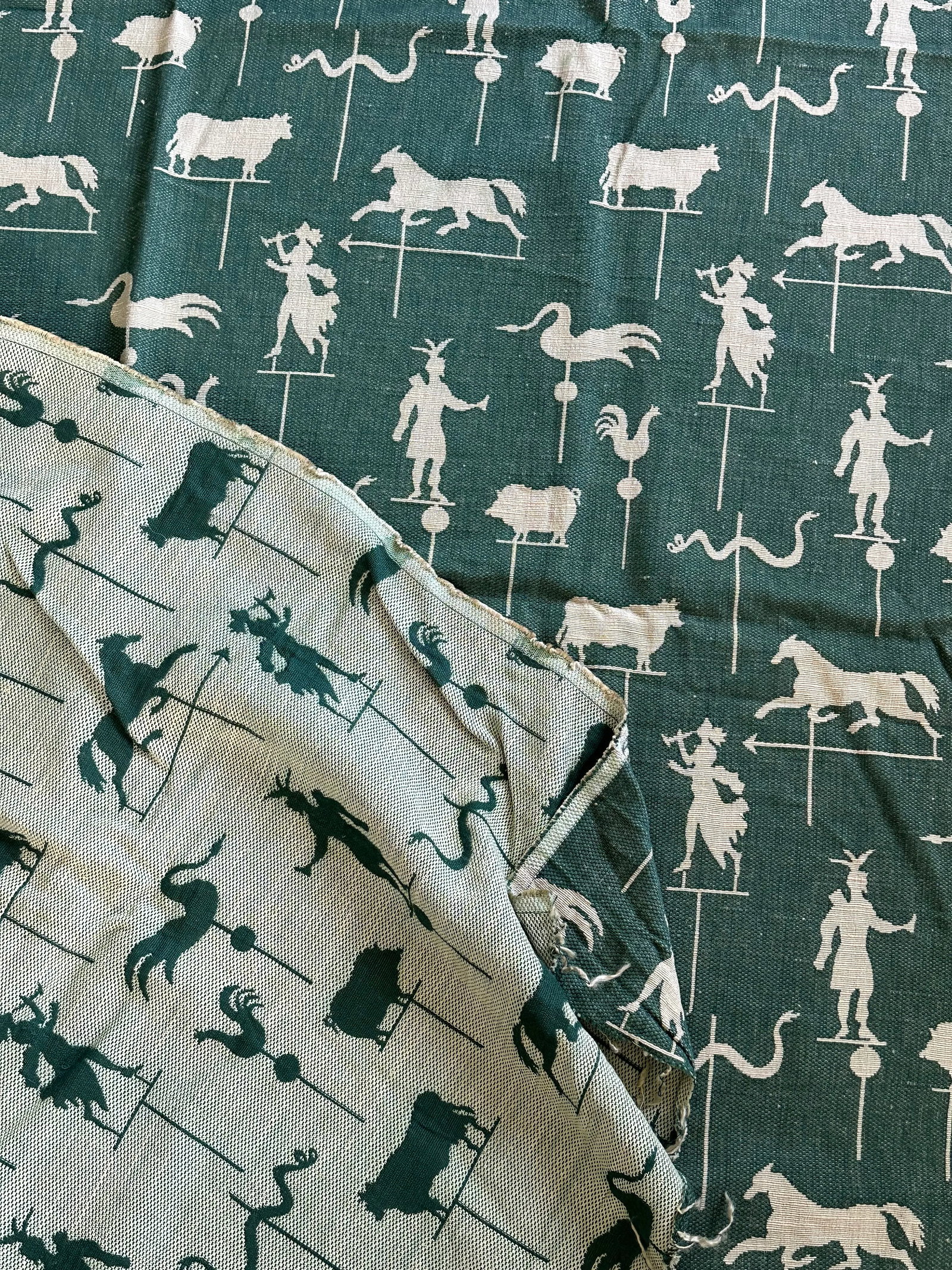 Antique Weathervane Pattern Woven Jacquard Fabric - 4