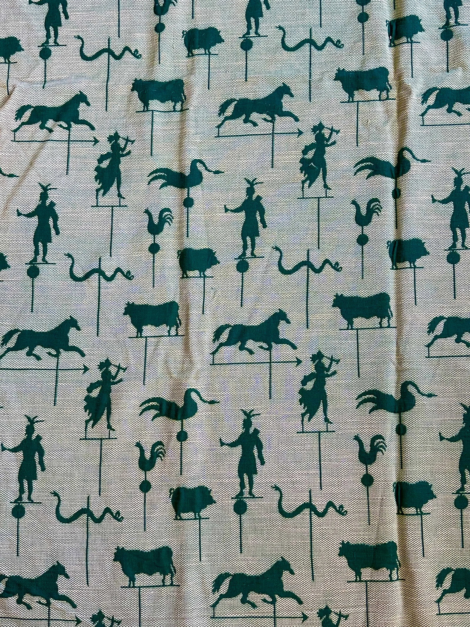 Antique Weathervane Pattern Woven Jacquard Fabric - 5