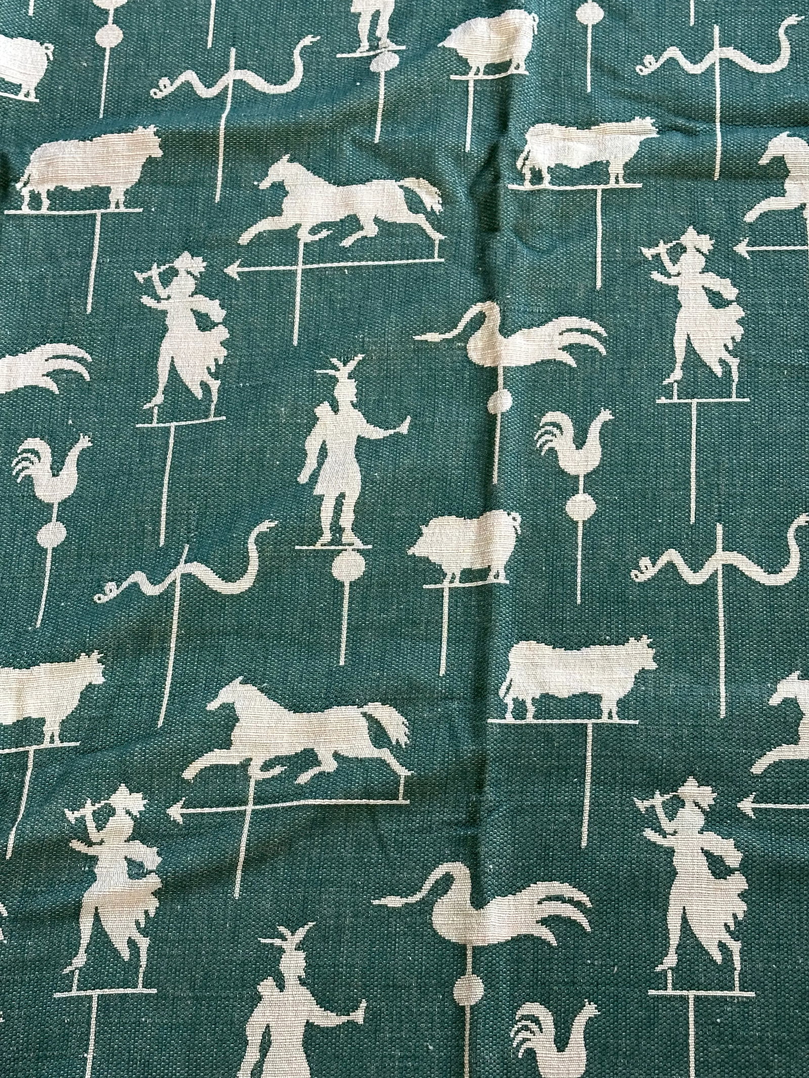 Antique Weathervane Pattern Woven Jacquard Fabric - 6