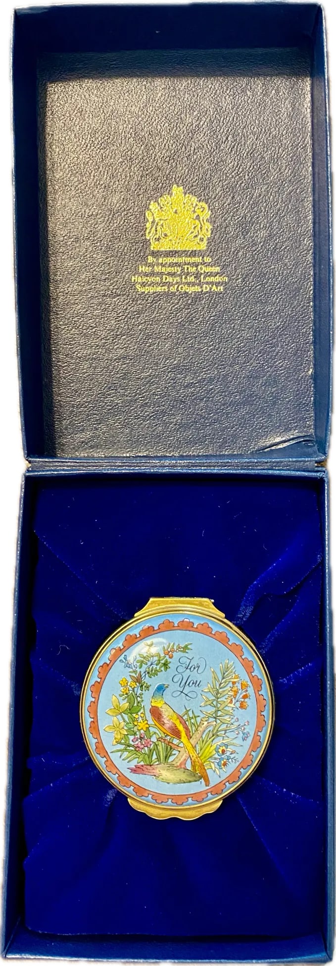 1980s Vintage Halcyon Days Enamel Box "For You" - 4