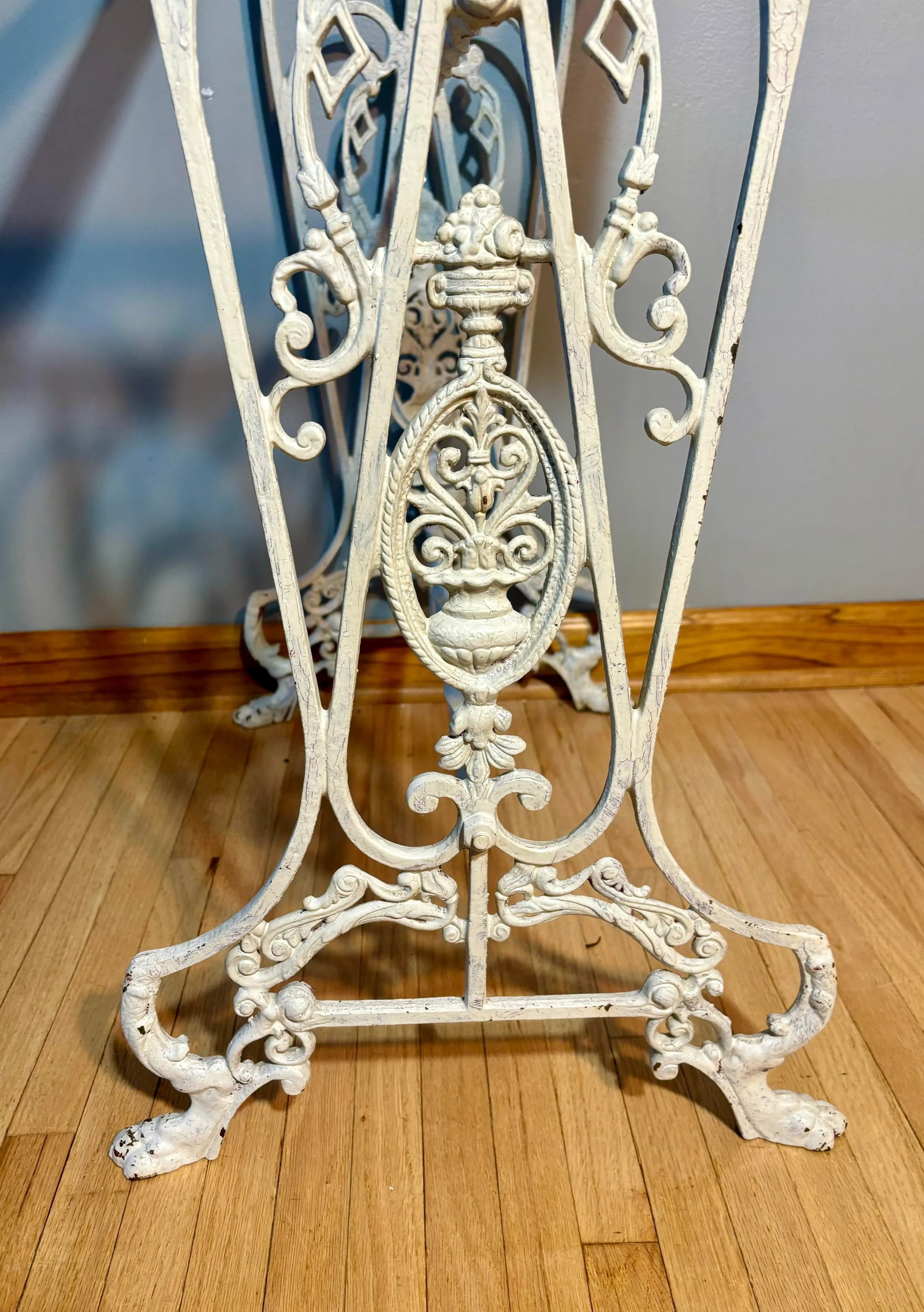 Early 20th Century Victorian French Wrought Iron Plant Stand Base Ornate - 5