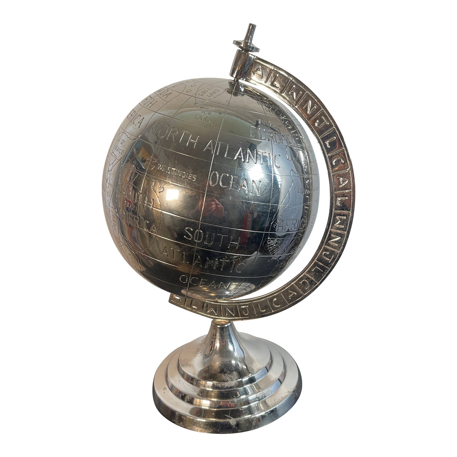 1920s Chrome Art Deco World Globe Desk Accessory (1 of 6)