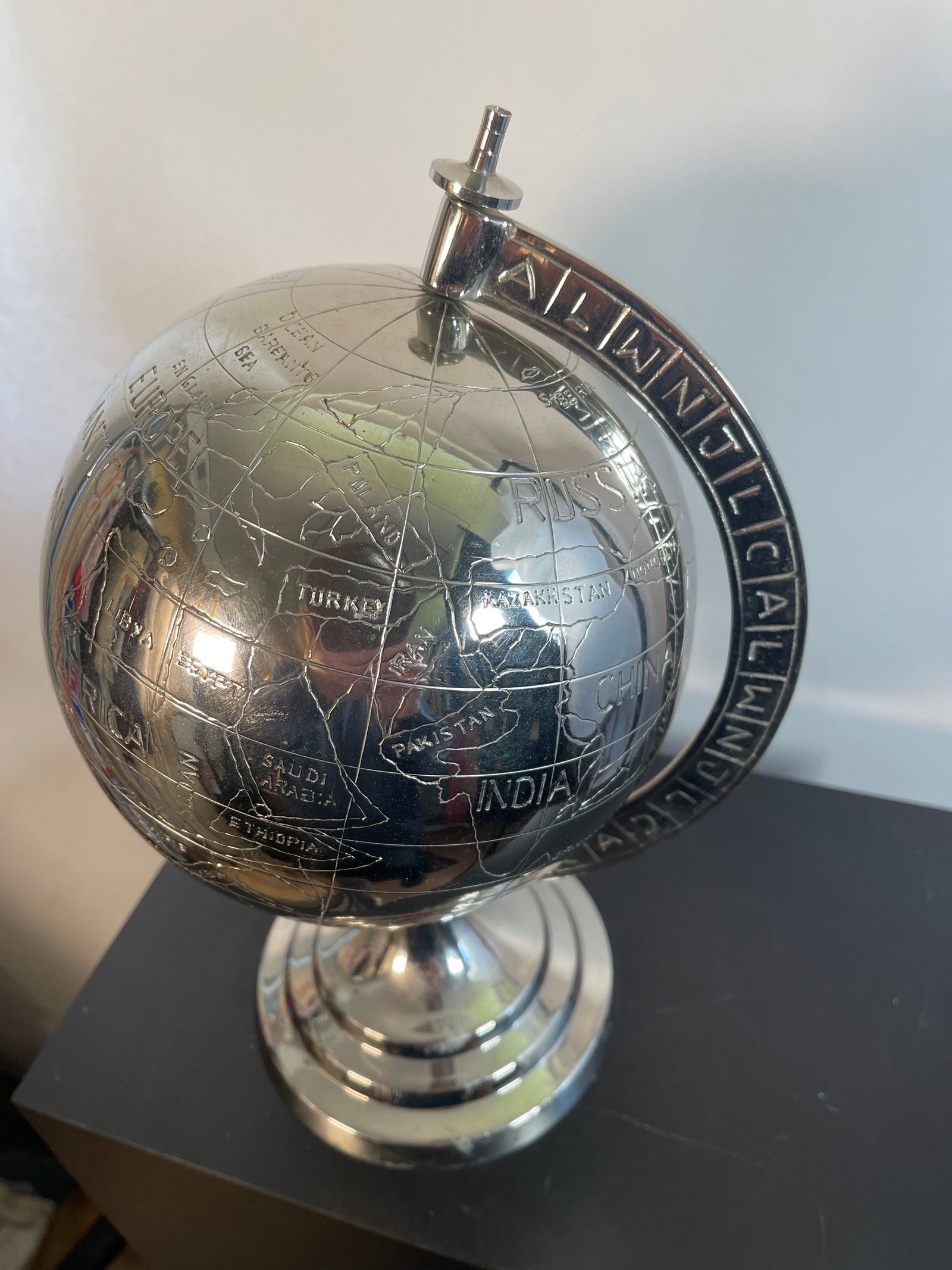 1920s Chrome Art Deco World Globe Desk Accessory - 2