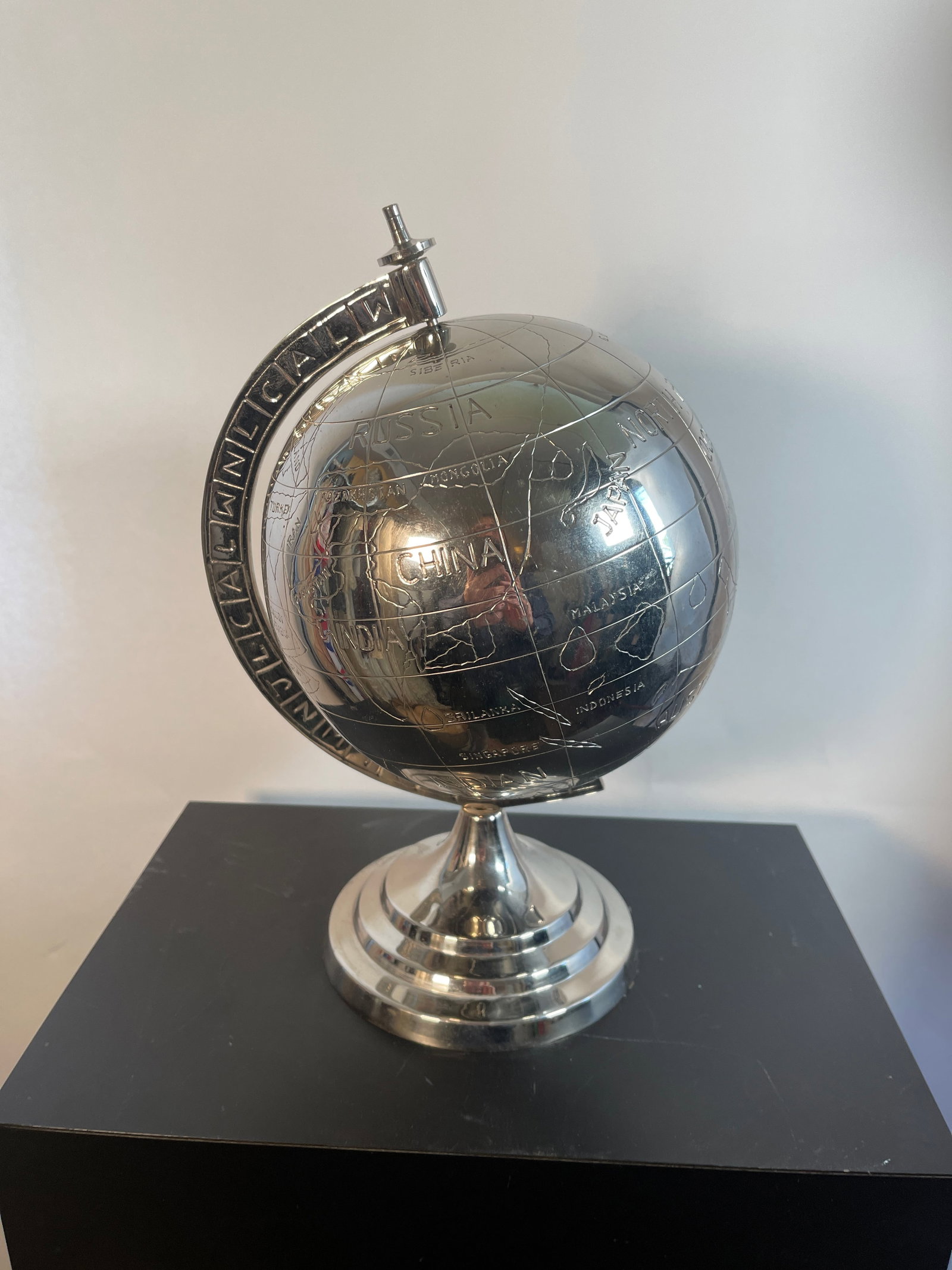 1920s Chrome Art Deco World Globe Desk Accessory - 3