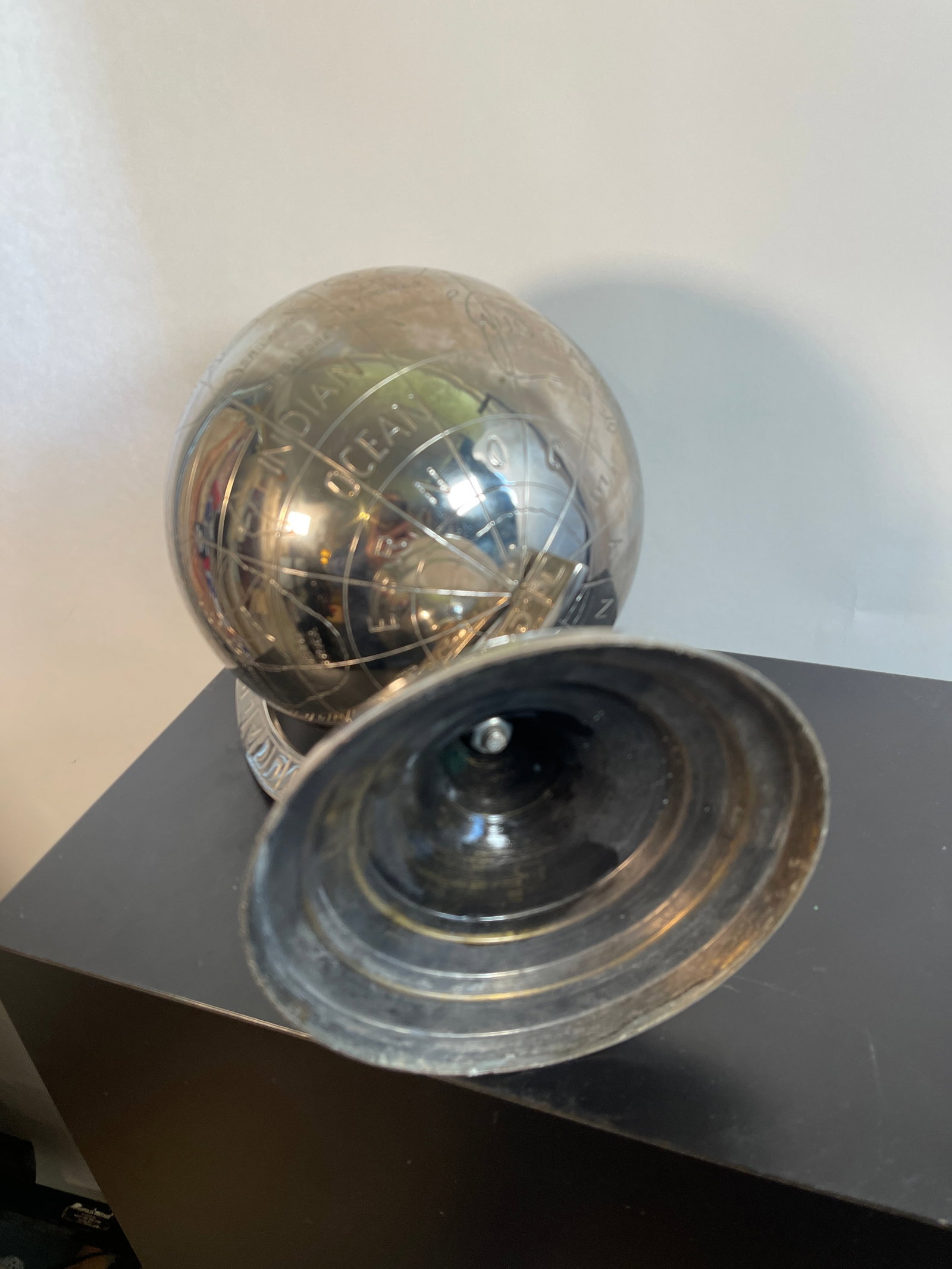 1920s Chrome Art Deco World Globe Desk Accessory - 5