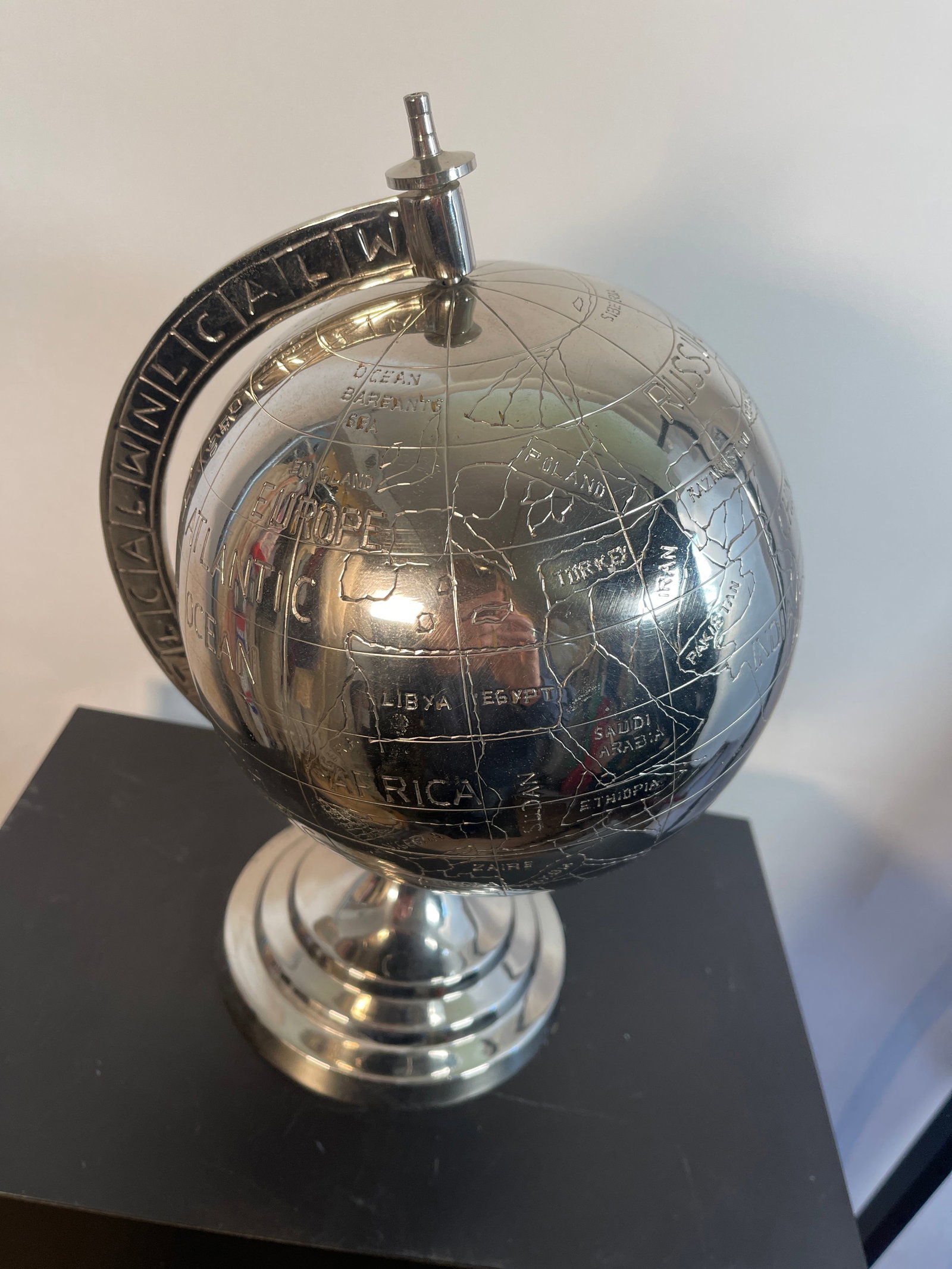 1920s Chrome Art Deco World Globe Desk Accessory - 6