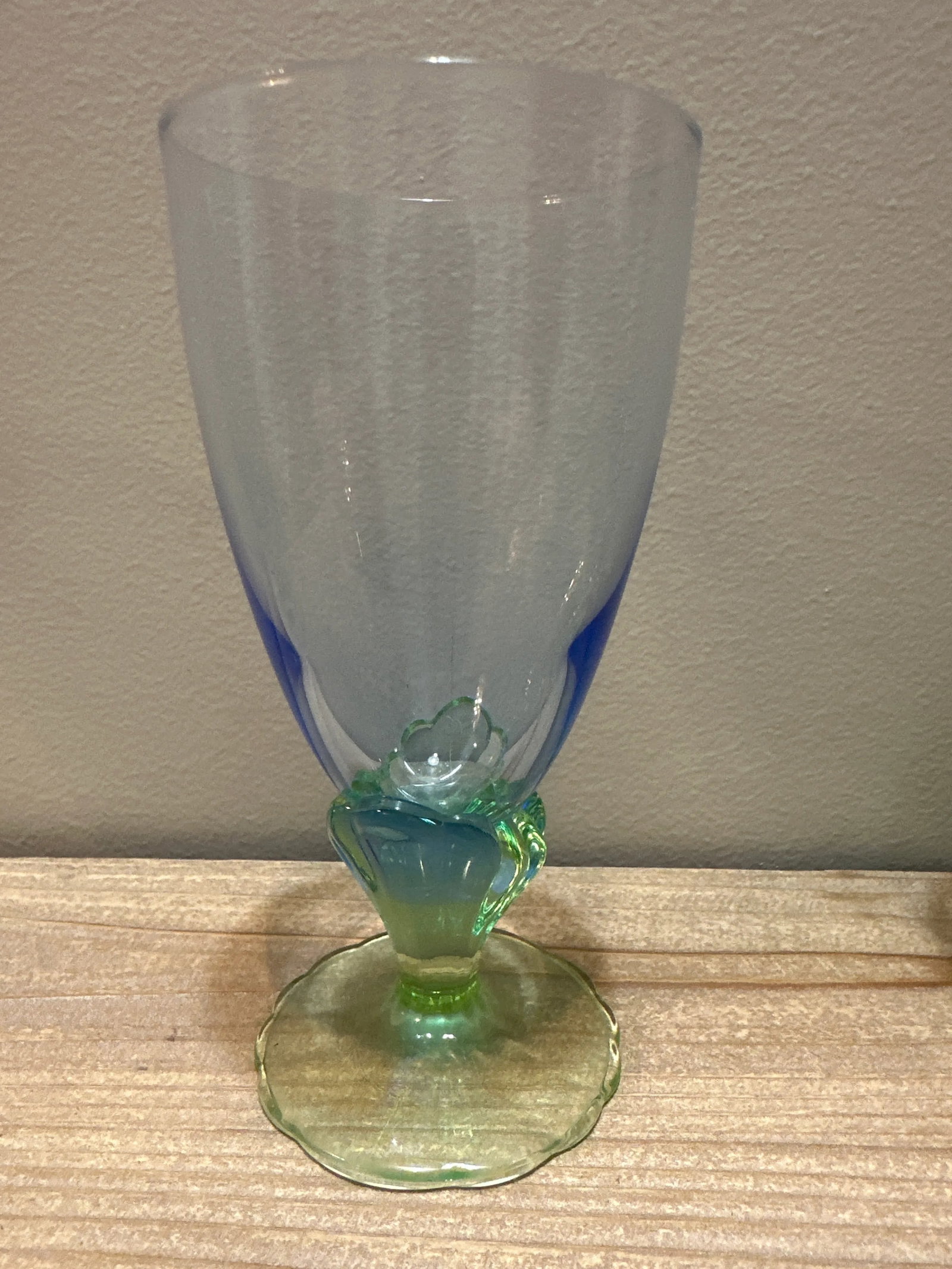 1960s Bormioli Rocco Bahia Blue & Green Footed Goblets- Set of 4 - 2