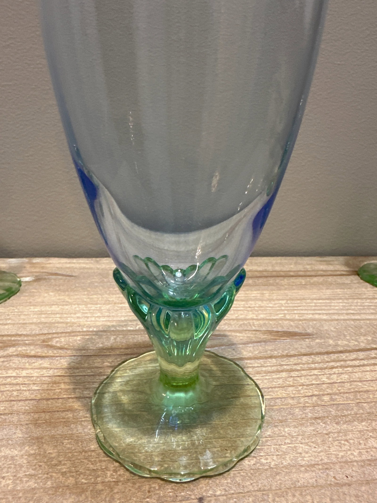 1960s Bormioli Rocco Bahia Blue & Green Footed Goblets- Set of 4 - 4