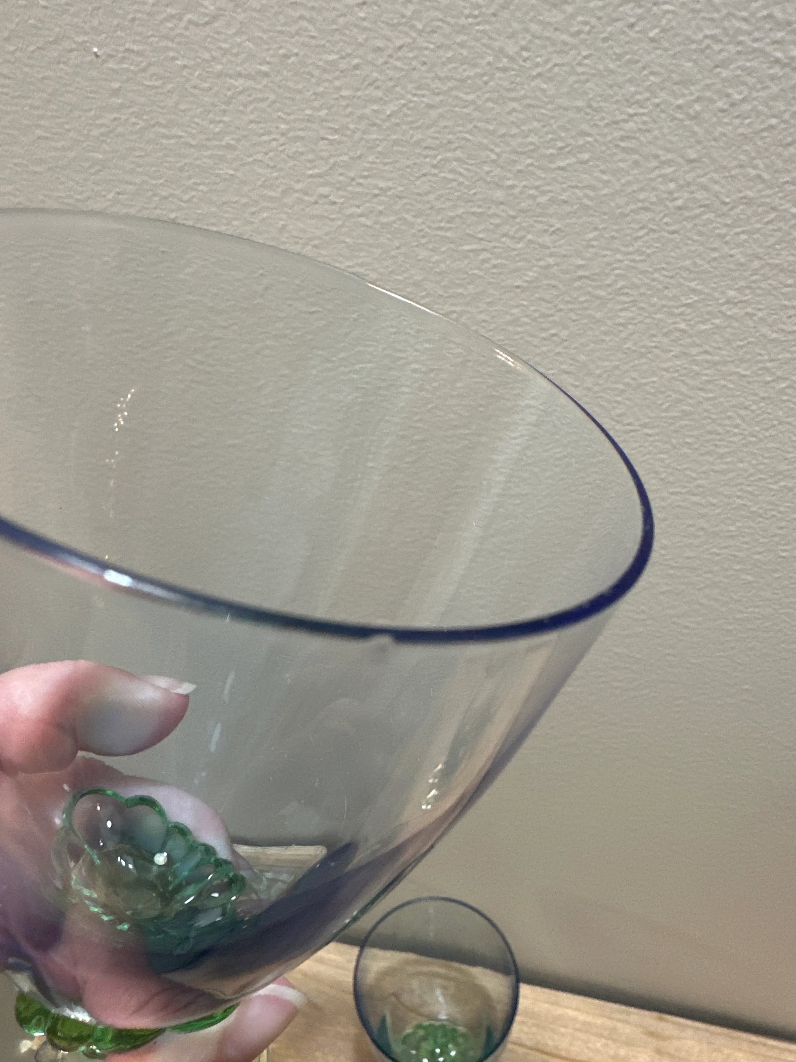 1960s Bormioli Rocco Bahia Blue & Green Footed Goblets- Set of 4 - 5