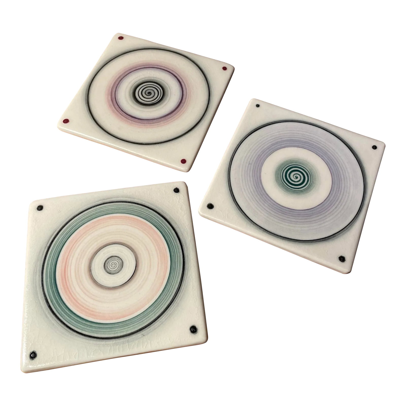 Wayne Bates Studio Pottery Coasters - Set of 3 (1 of 5)