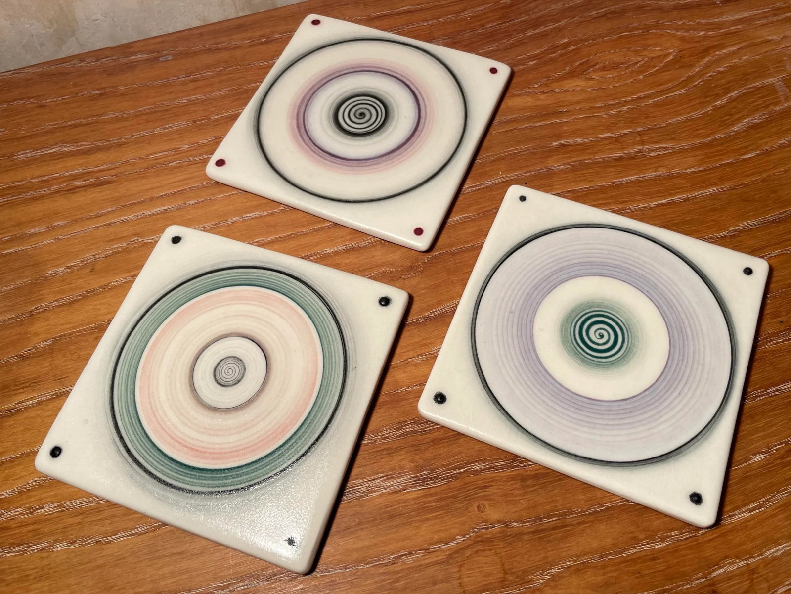 Wayne Bates Studio Pottery Coasters - Set of 3 - 2