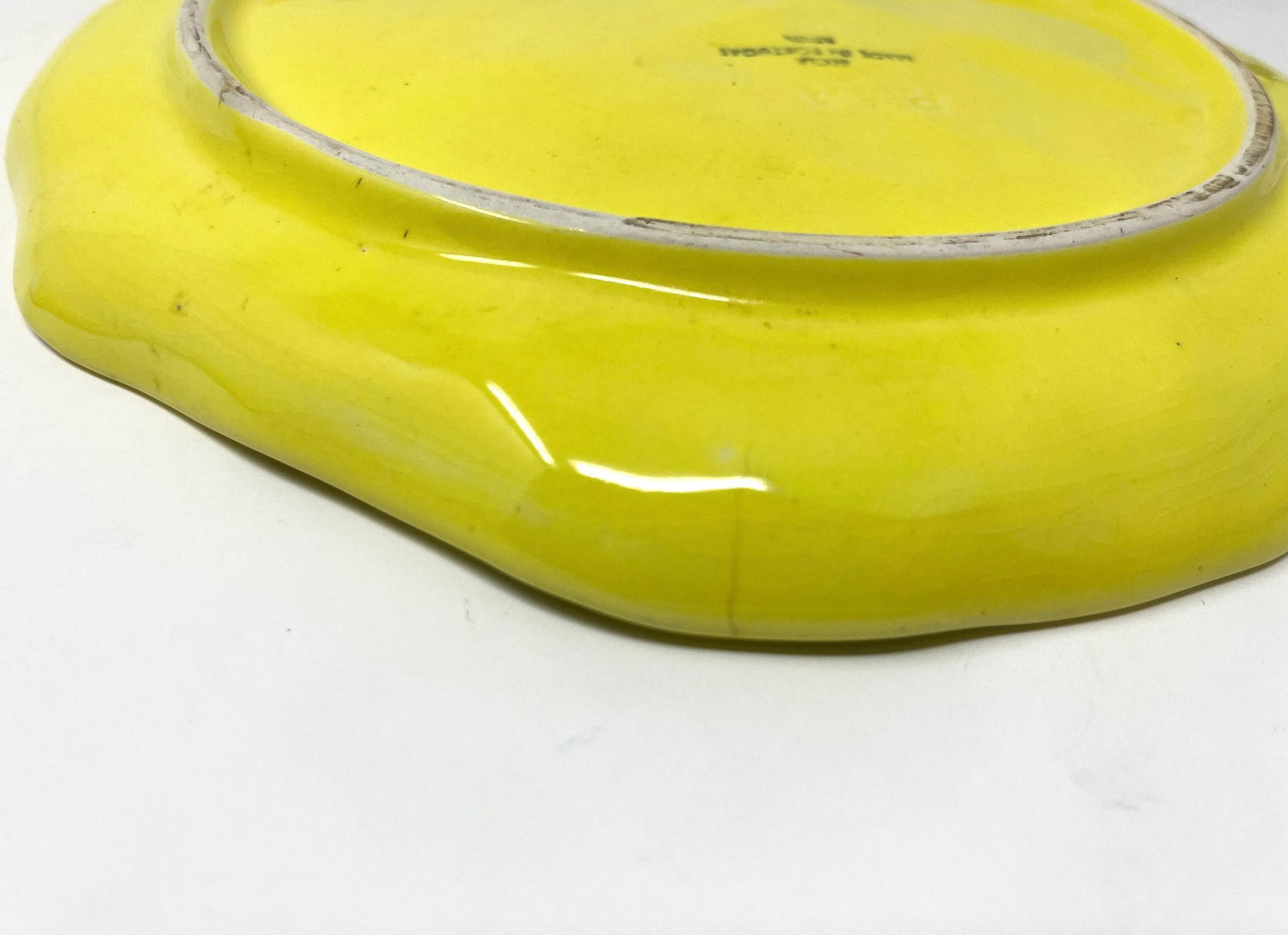 1950s Vintage Portuguese Secla Yellow Majolica Lettuce Leaf Lunch Plates- a Pair - 9