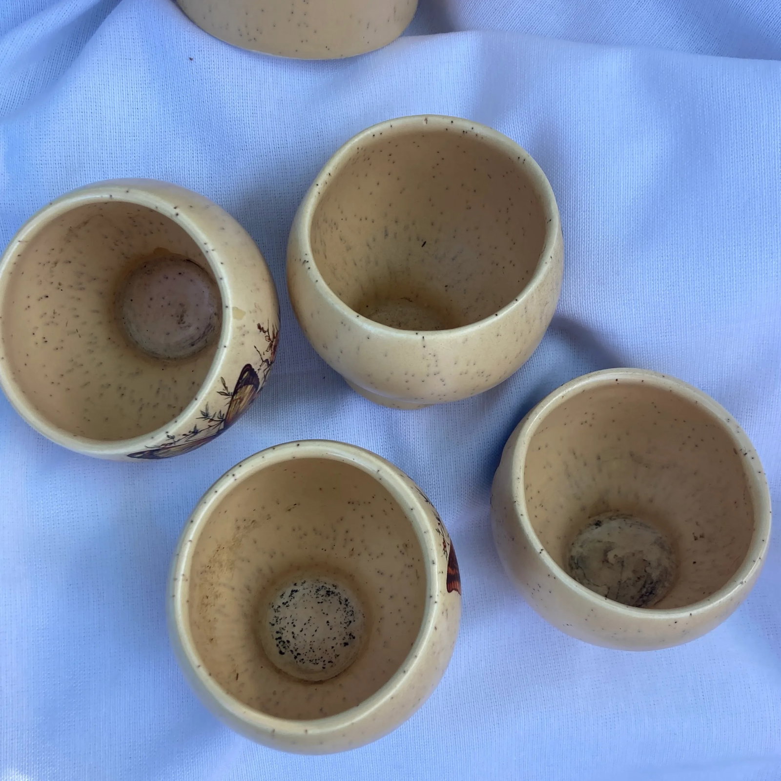 Vintage Treasure Craft Butterfly Decanter With Cups Set- 5 Pieces - 5