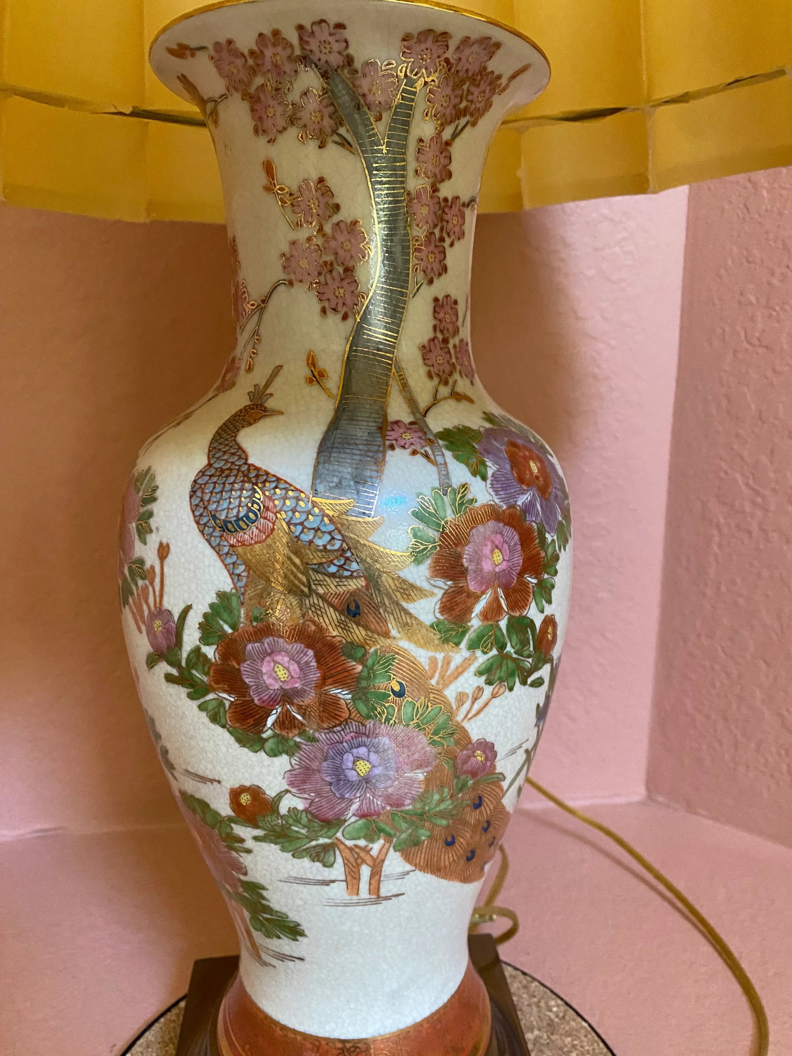 Vintage 1980s Peacock Chinoiserie Table Lamp - 5