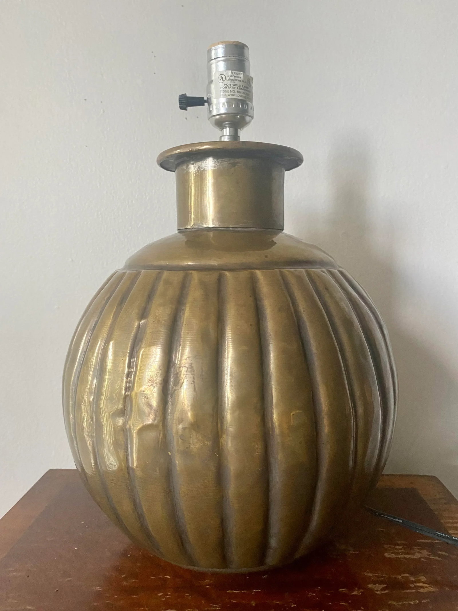 1970s Ribbed Melon Ball Table Lamp - 6