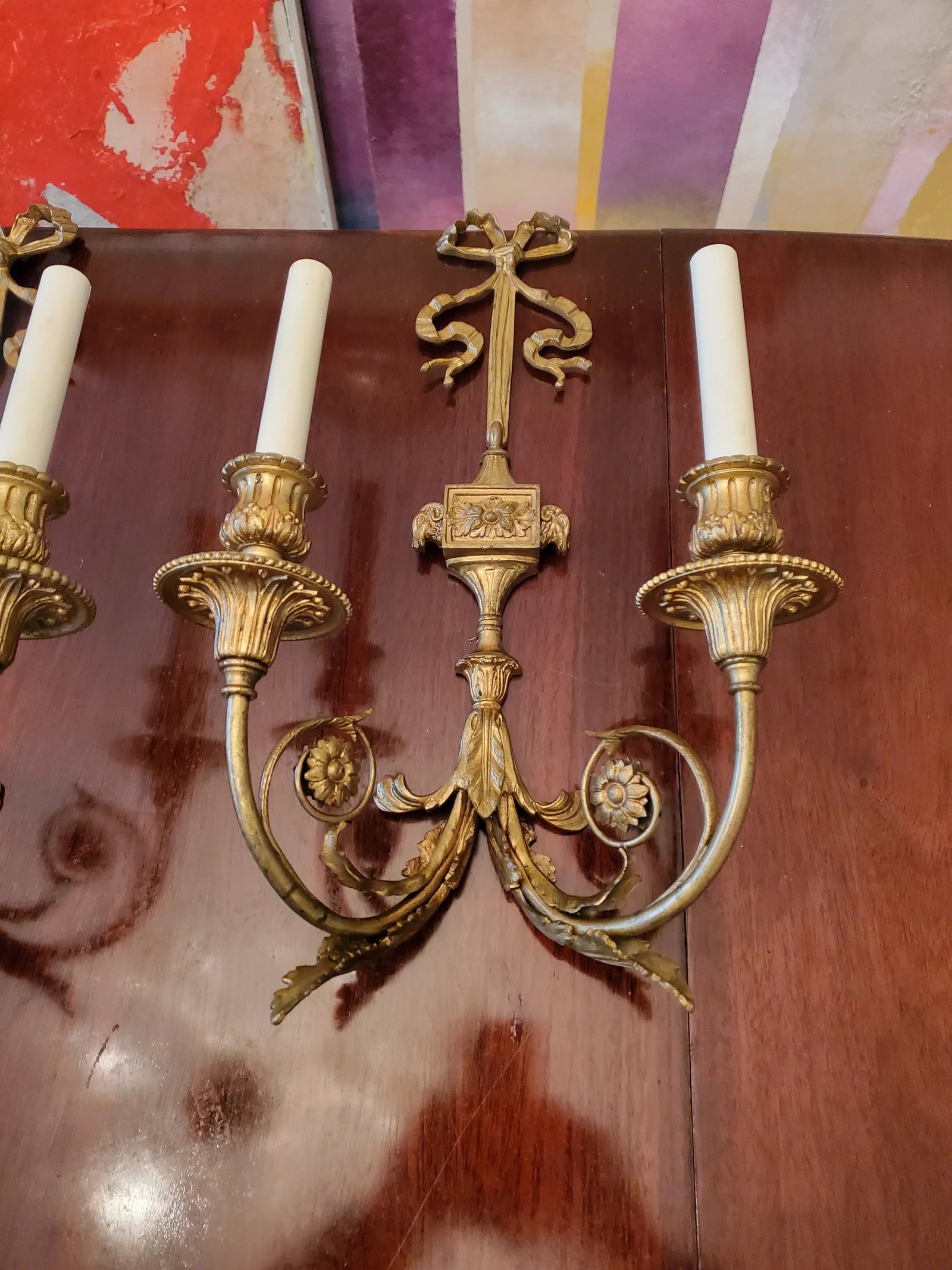 Antique Bronze E F Caldwell Style Ram's Head Sconces - a Pair - 2