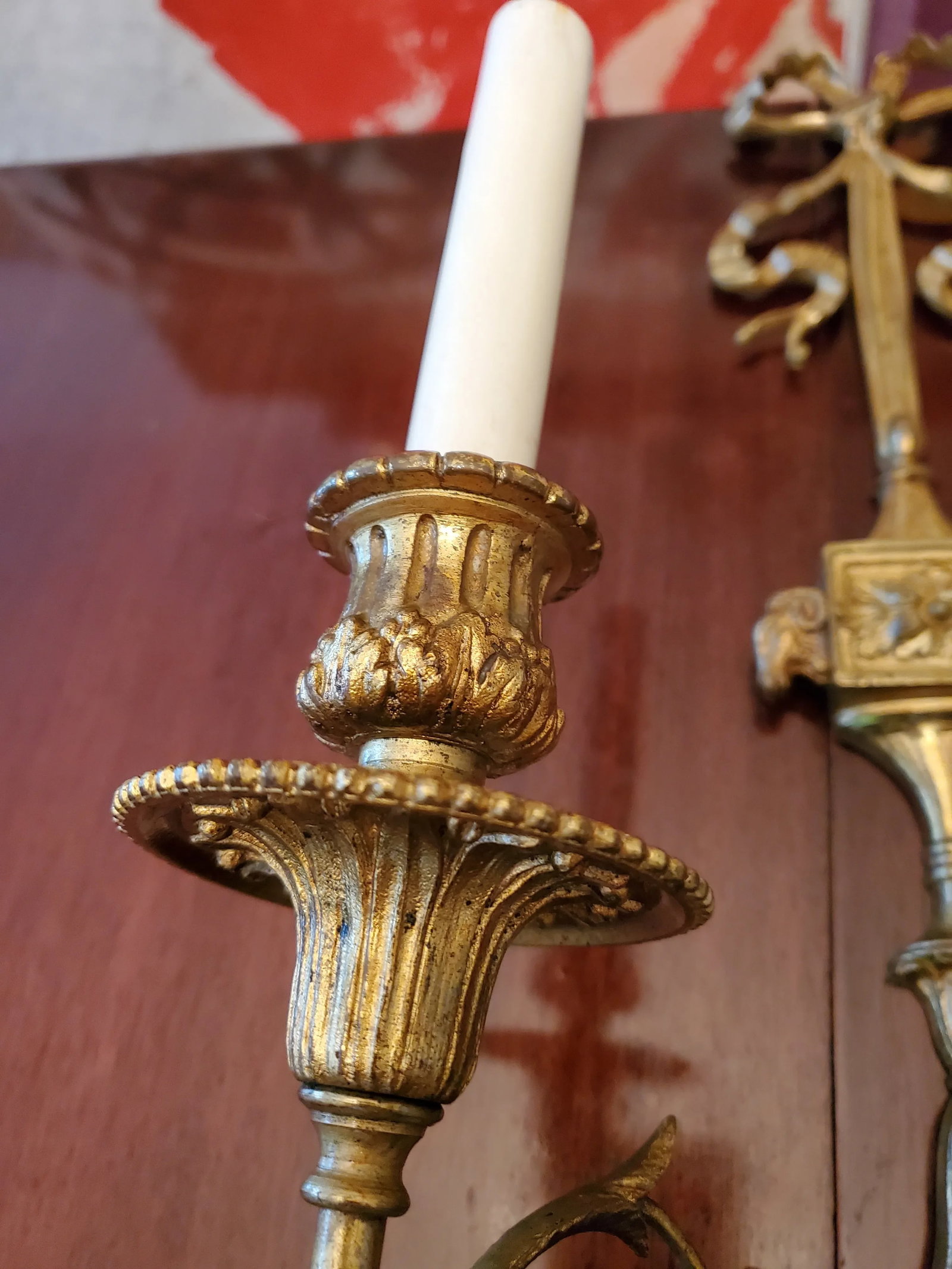 Antique Bronze E F Caldwell Style Ram's Head Sconces - a Pair - 6