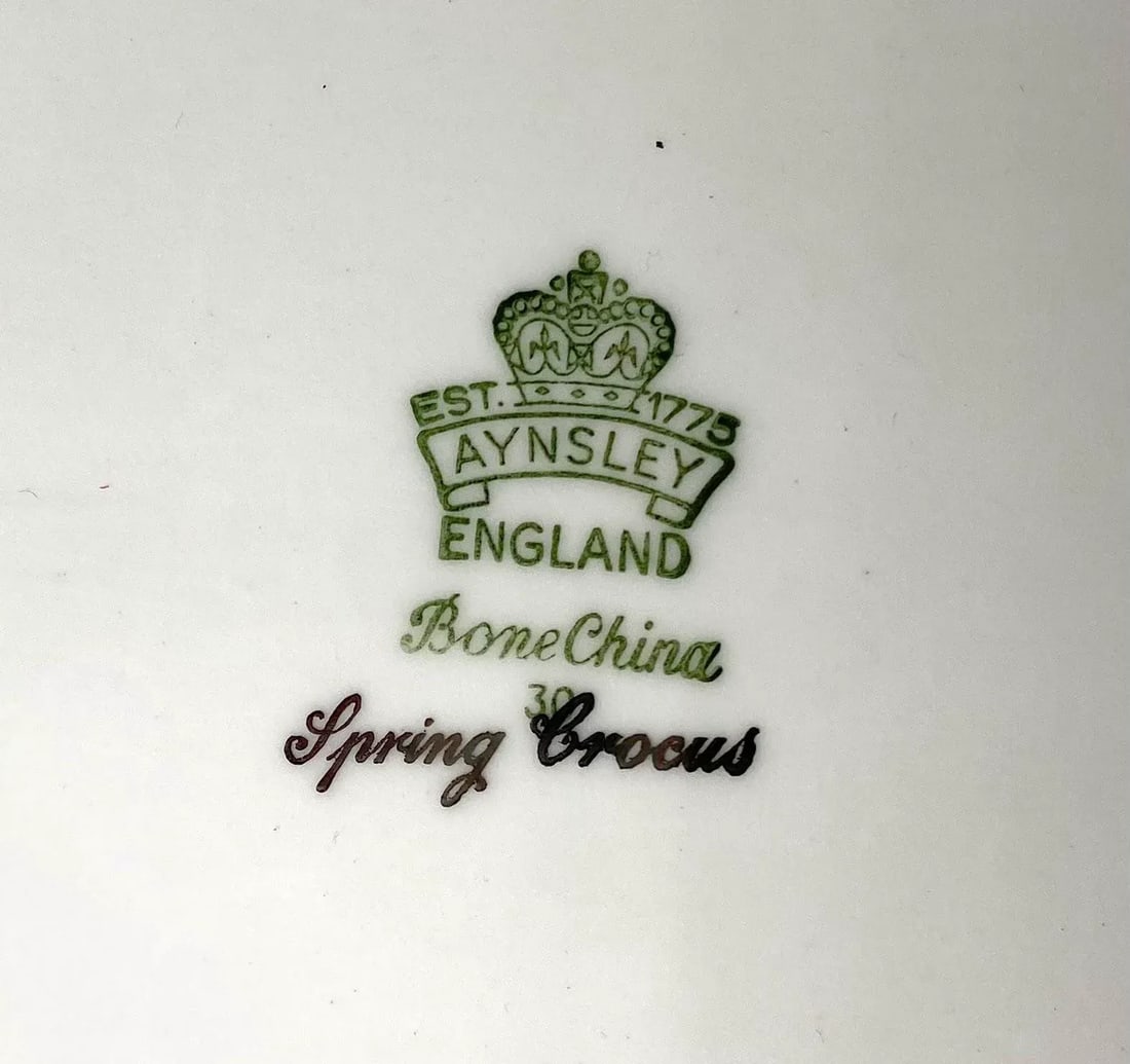 1980s Aynsley John England "Spring Crocus" Large Serving Platter - Rectangular, Glossy White, Crocus - 6