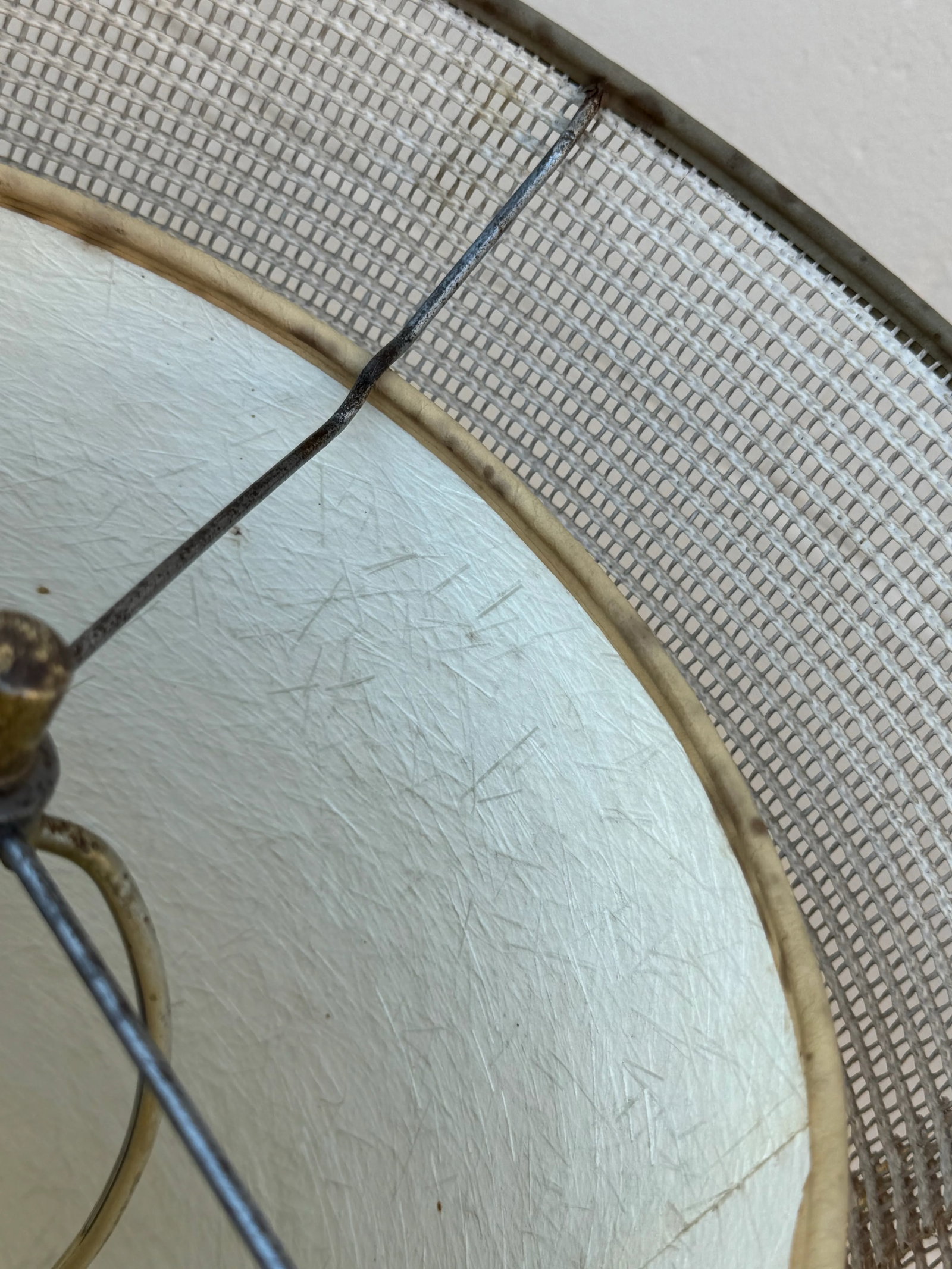 Mid-Century Modern Brass and Wood Floor Lamp With Double Fiberglass Drum Shade - 9