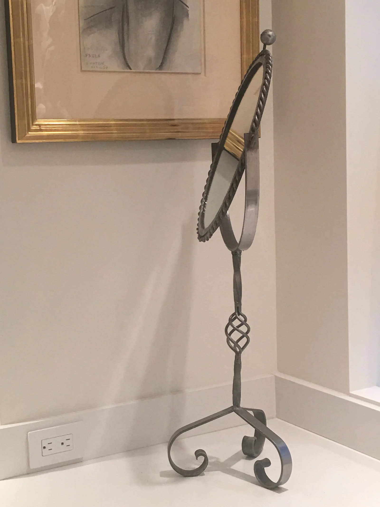 Late 19th Century Antique French Polished Steel Tripod Table Mirror - 2